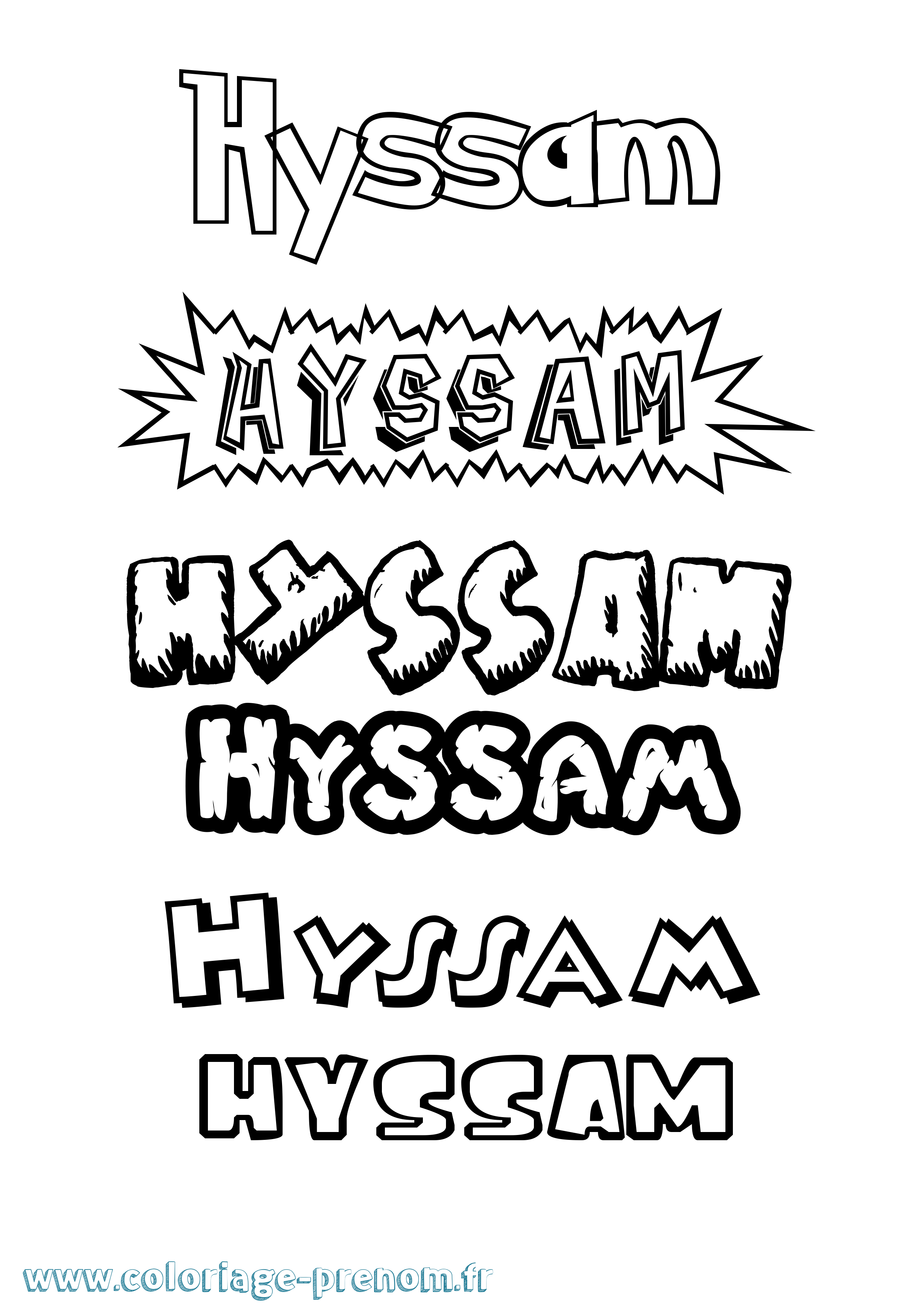 Coloriage Hyssam Dessin Animé Coloriage prénom Hyssam Dessin Animé