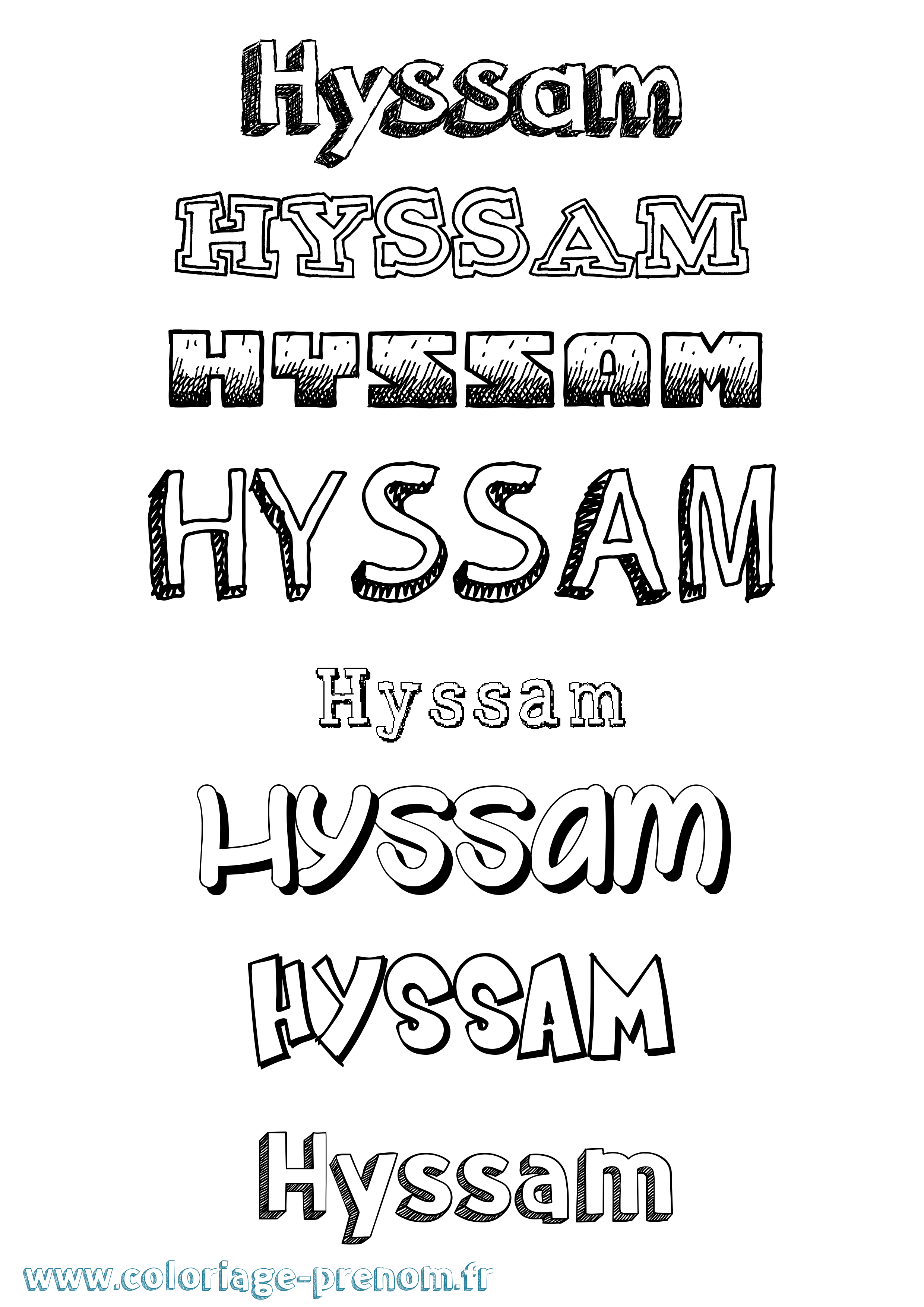 Coloriage Hyssam Dessiné Coloriage prénom Hyssam Dessiné