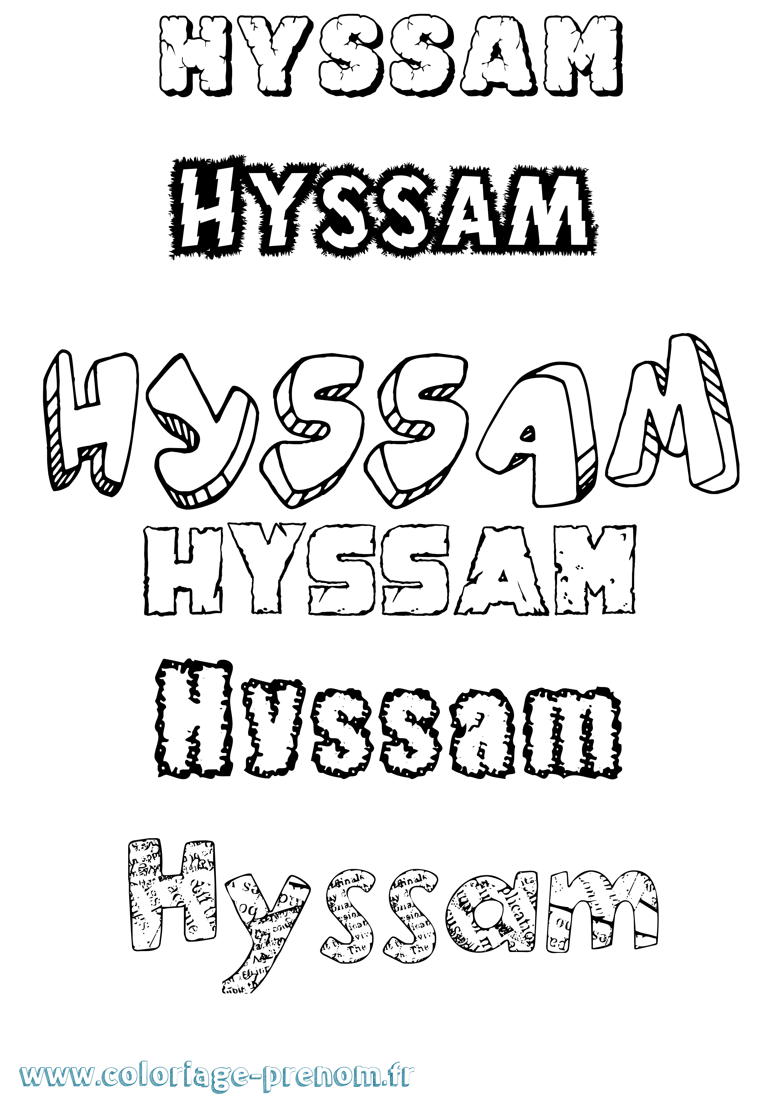 Coloriage Hyssam Destructuré Coloriage prénom Hyssam Destructuré