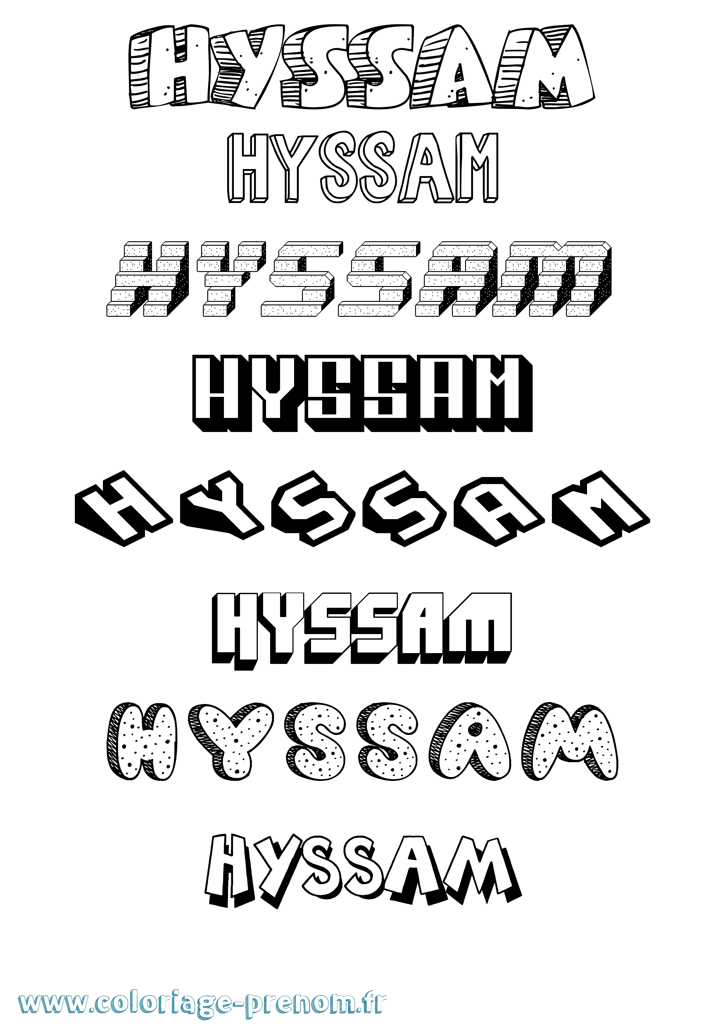 Coloriage Hyssam Effet 3D Coloriage prénom Hyssam Effet 3D