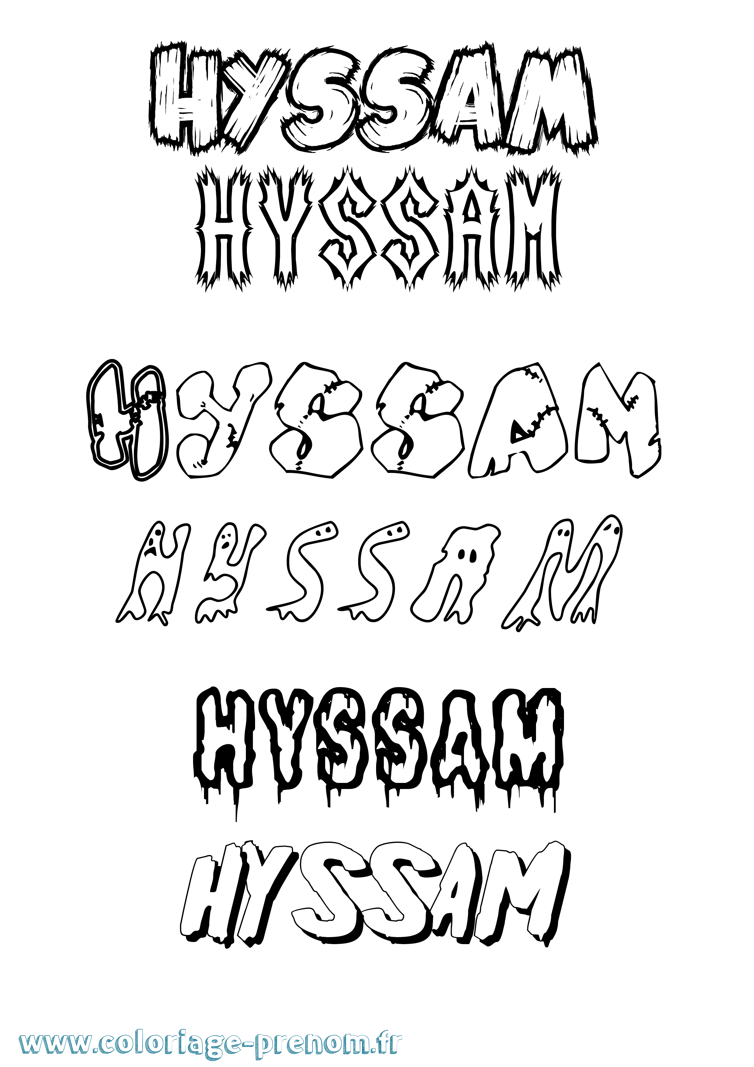 Coloriage Hyssam Frisson Coloriage prénom Hyssam Frisson