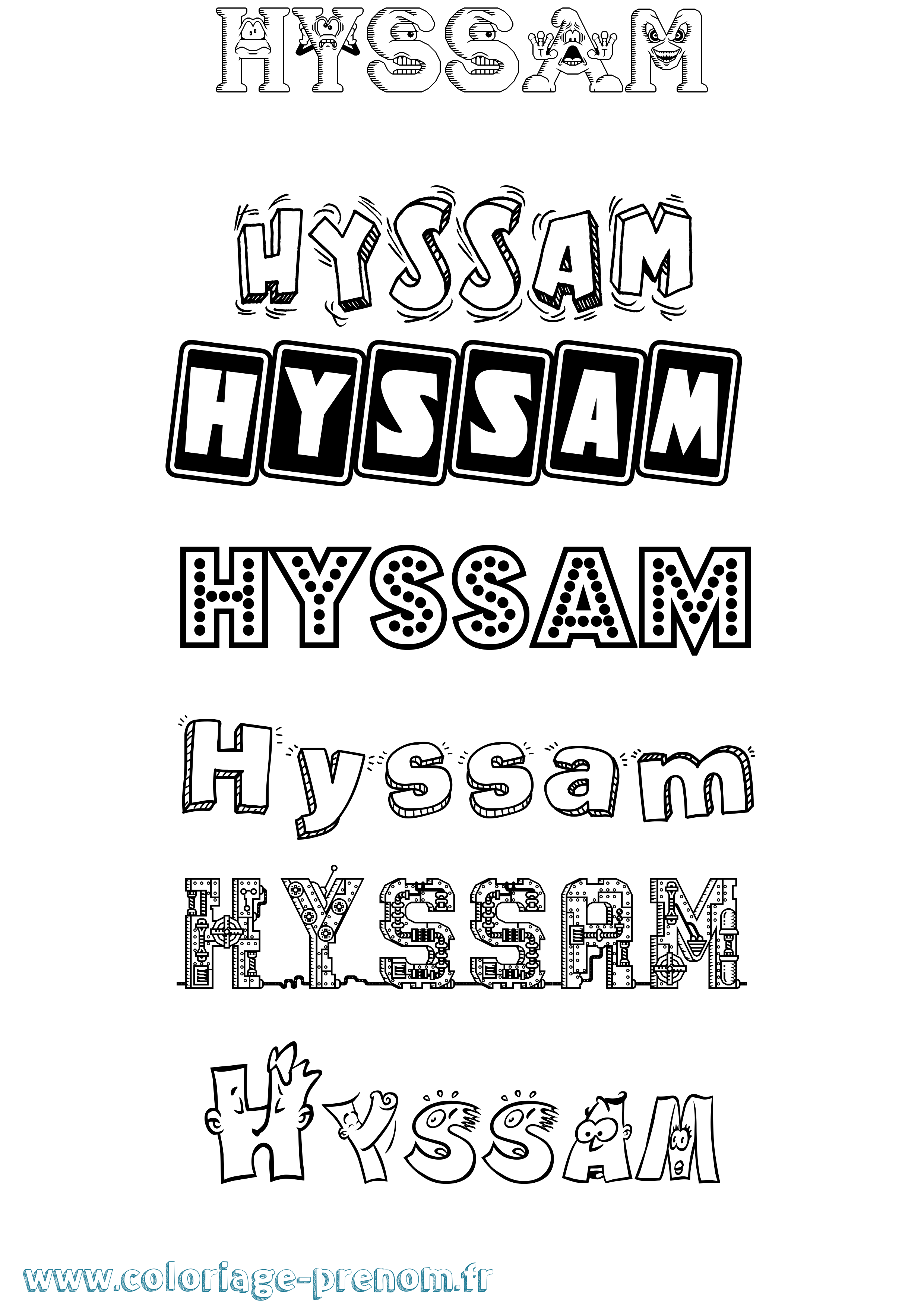 Coloriage Hyssam Fun Coloriage prénom Hyssam Fun
