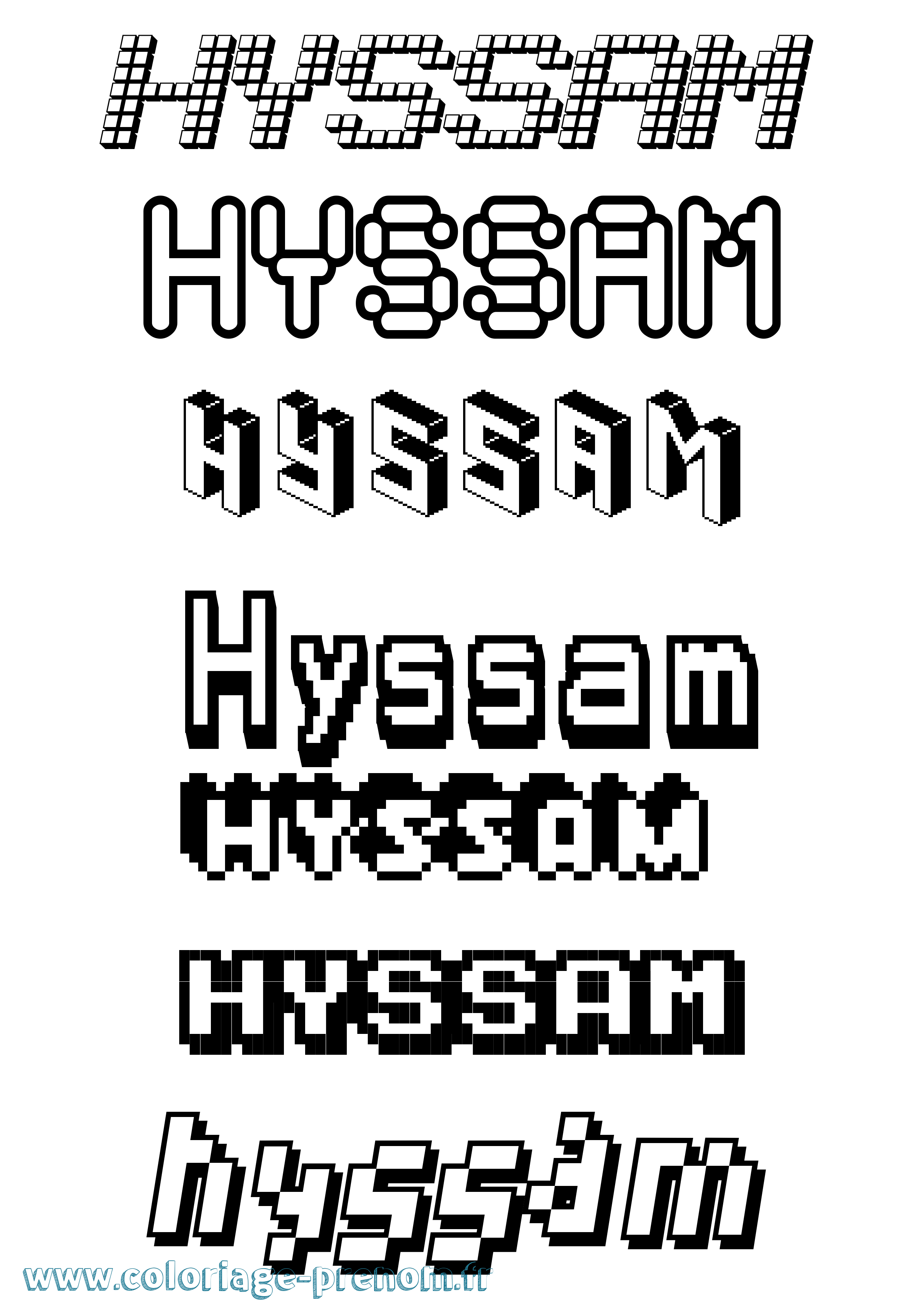 Coloriage Hyssam Pixel Coloriage prénom Hyssam Pixel