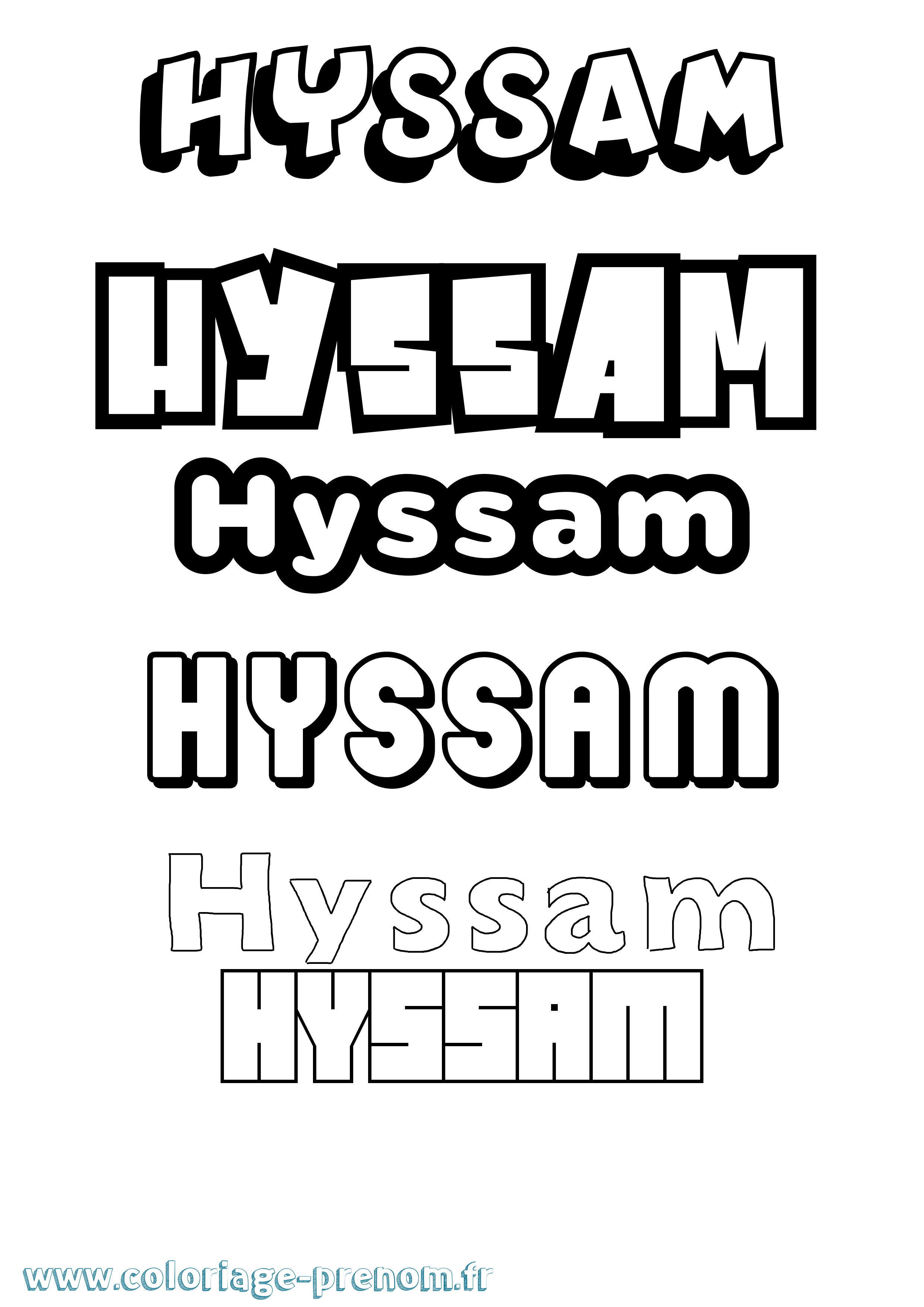 Coloriage Hyssam Simple Coloriage prénom Hyssam Simple