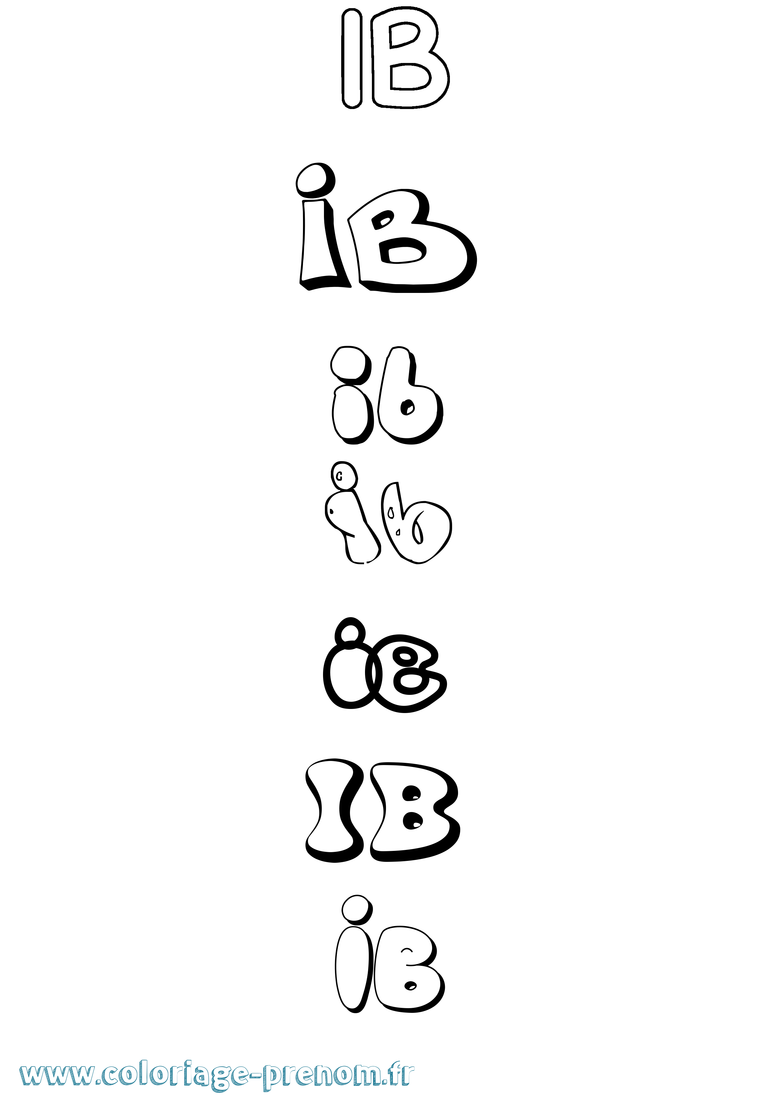 Coloriage Ib Bubble Coloriage prénom Ib Bubble
