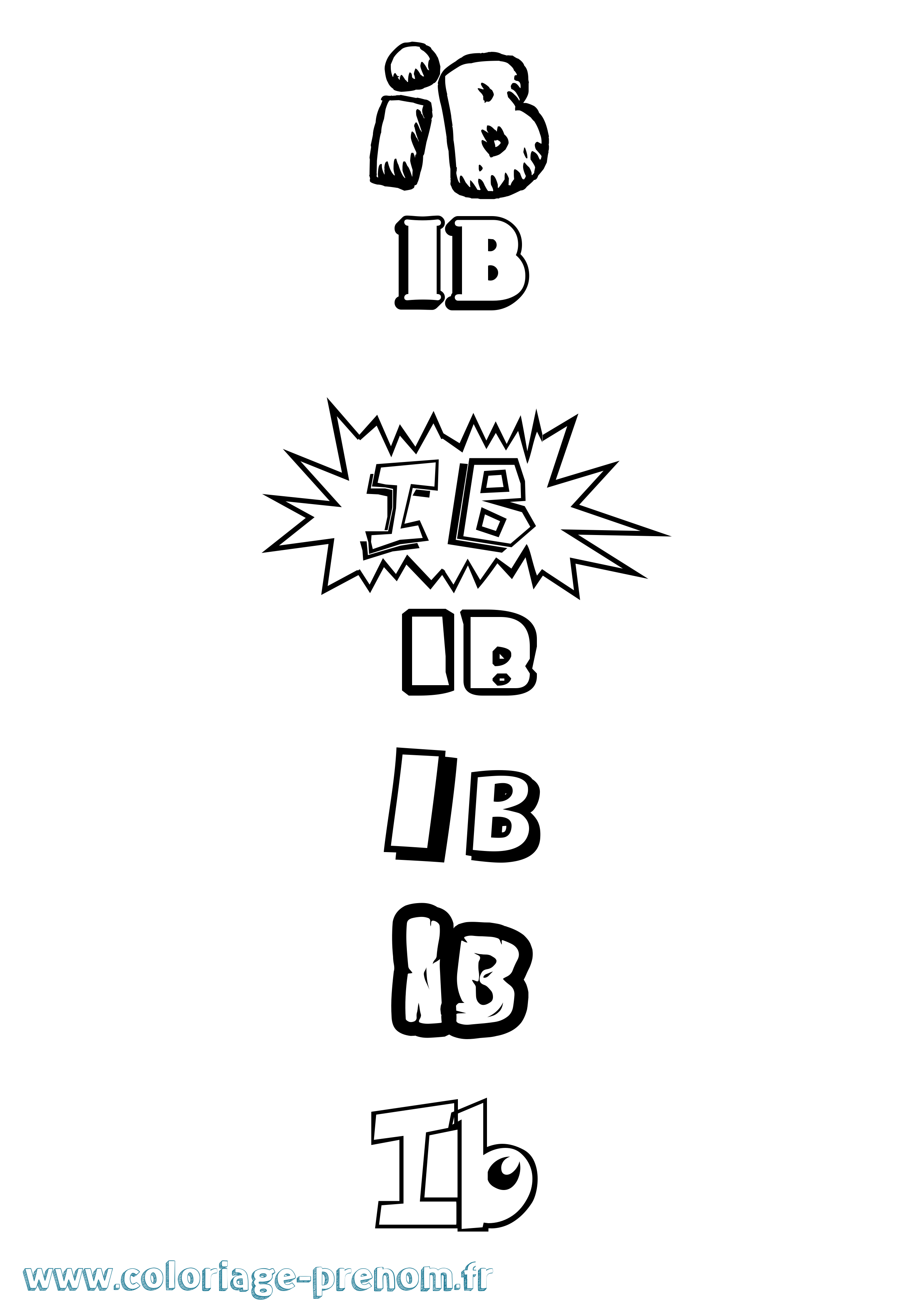 Coloriage Ib Dessin Animé Coloriage prénom Ib Dessin Animé