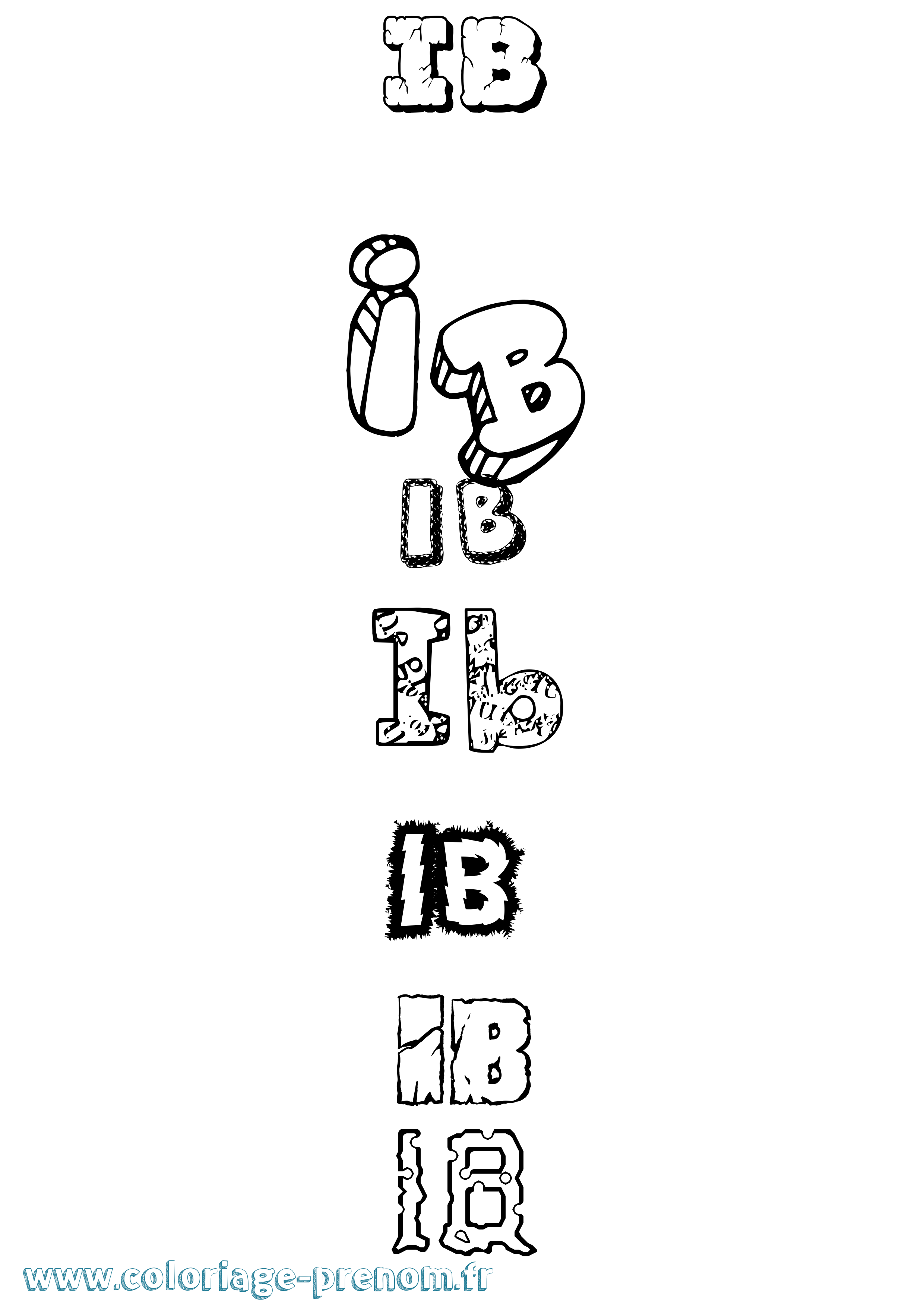 Coloriage Ib Destructuré Coloriage prénom Ib Destructuré