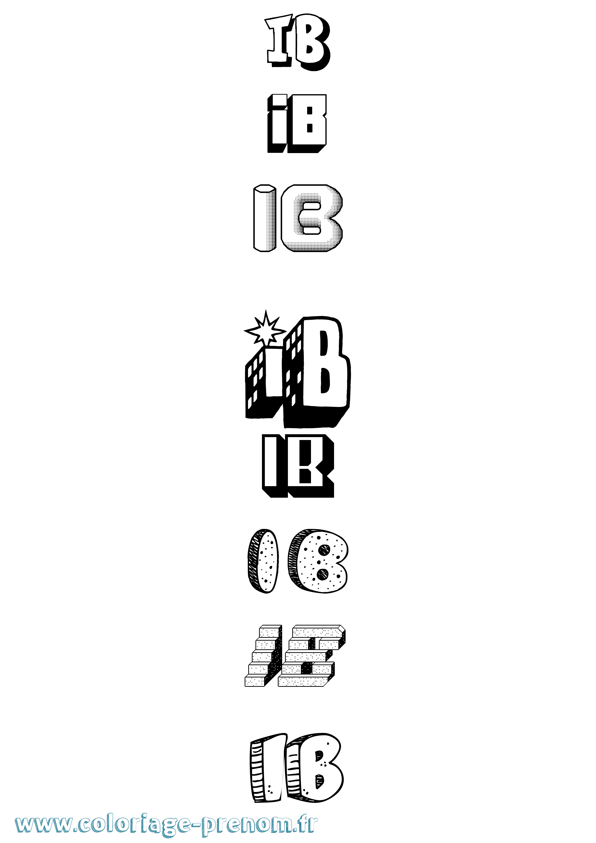 Coloriage Ib Effet 3D Coloriage prénom Ib Effet 3D