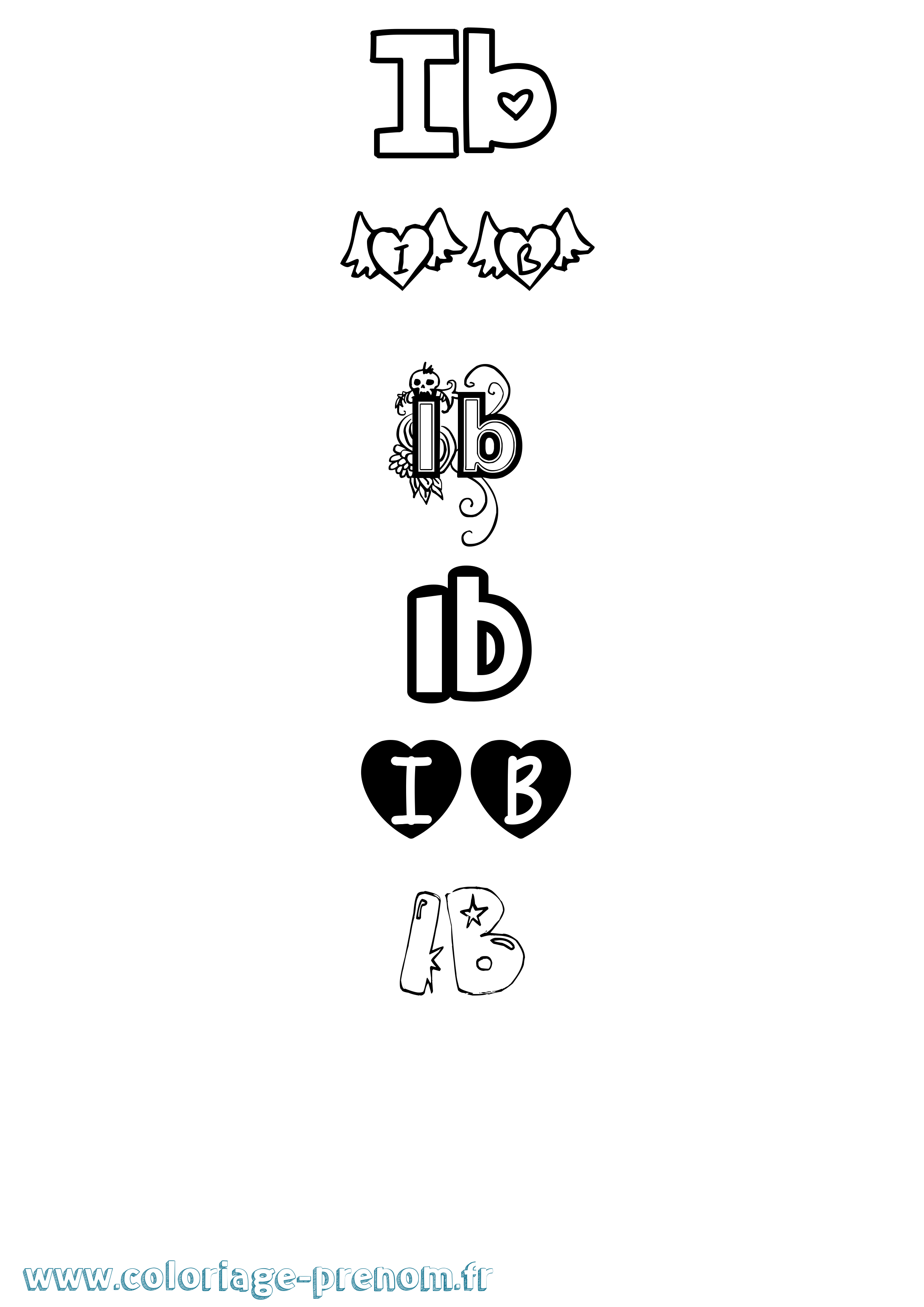 Coloriage Ib Girly Coloriage prénom Ib Girly