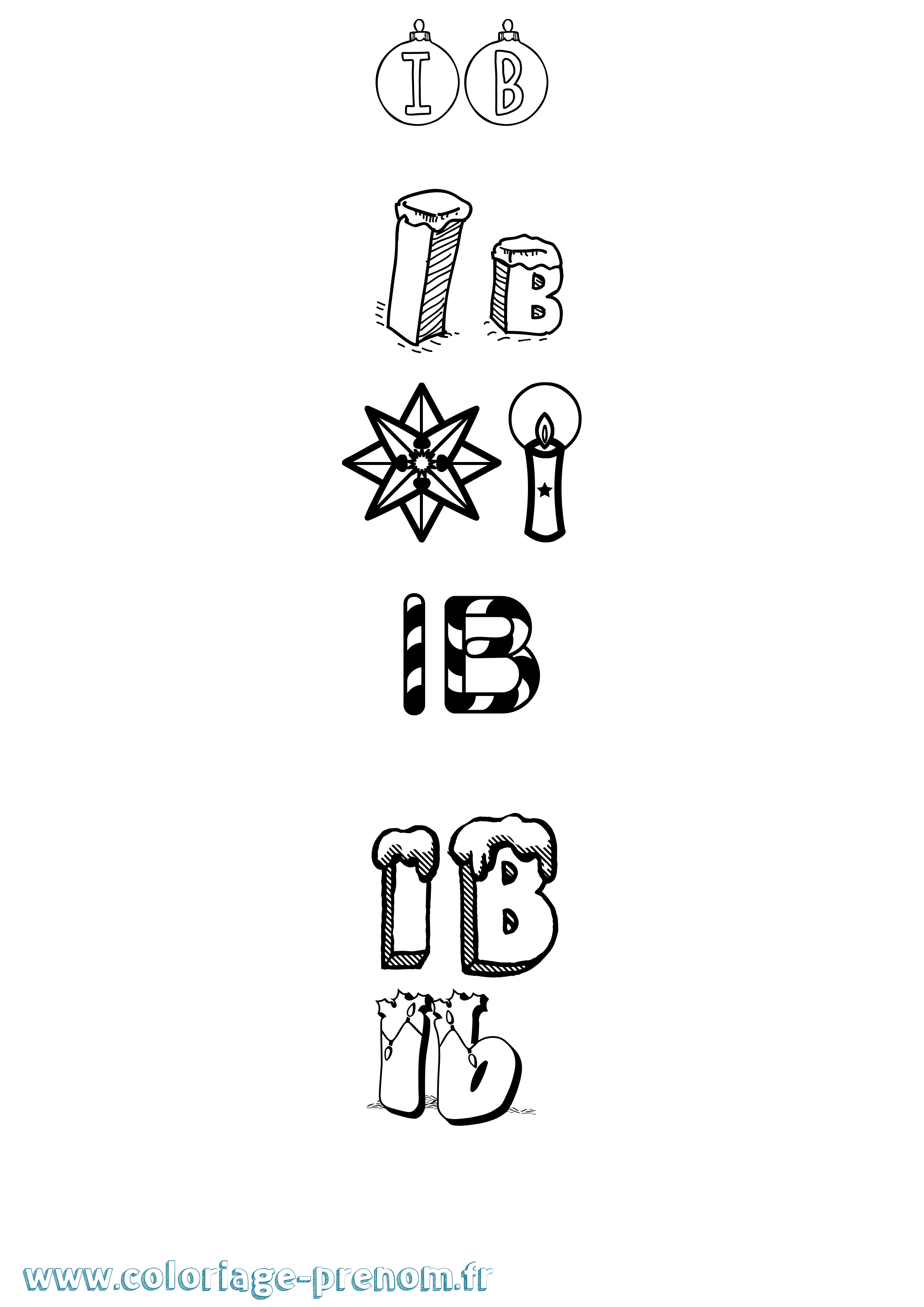 Coloriage Ib Noël Coloriage prénom Ib Noël