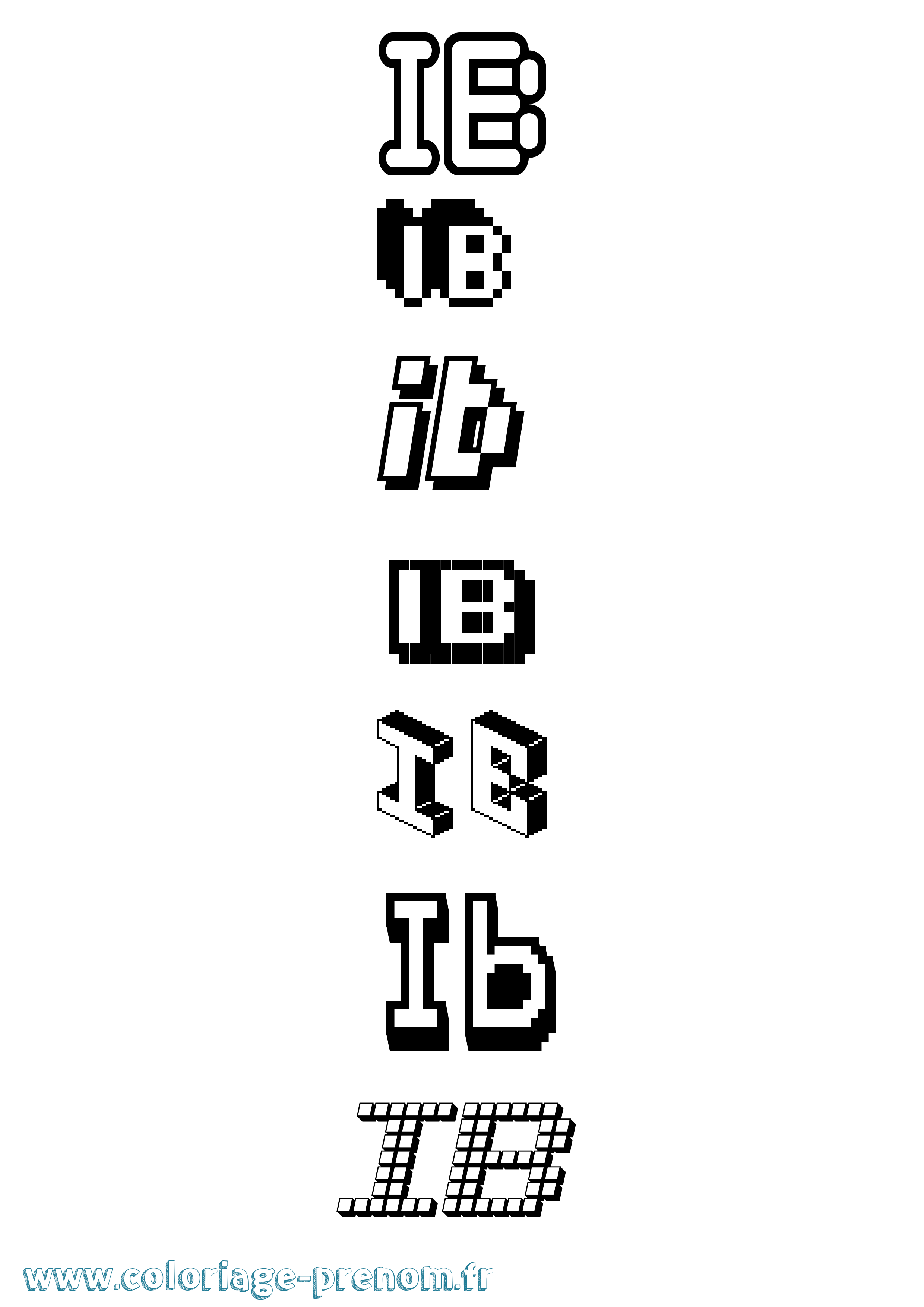 Coloriage Ib Pixel Coloriage prénom Ib Pixel