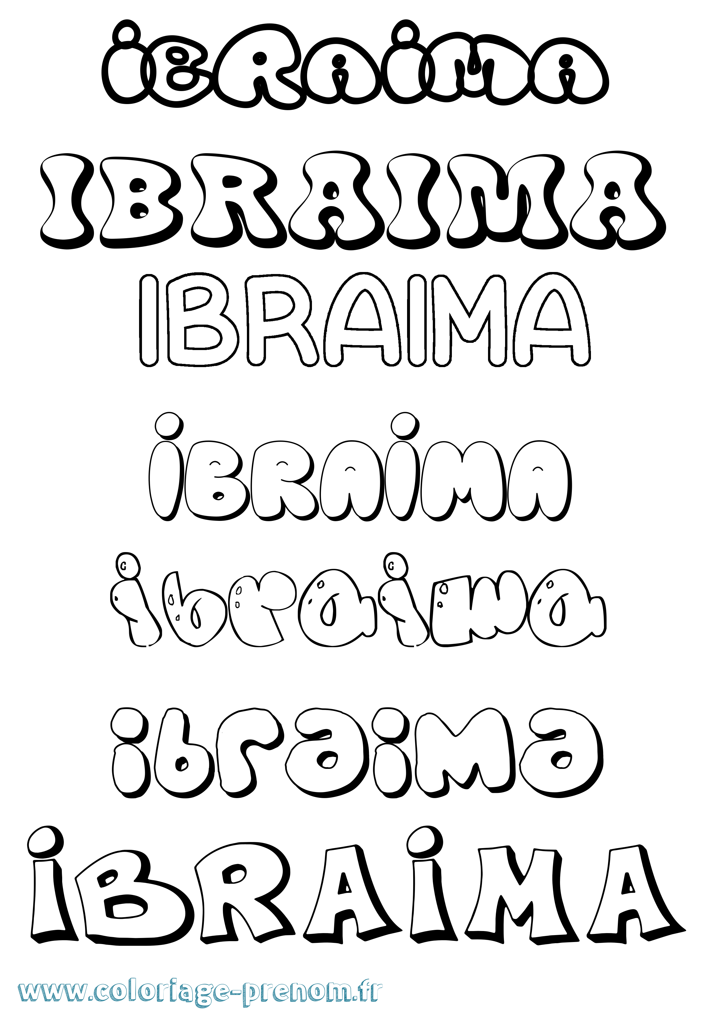 Coloriage Ibraima Bubble Coloriage prénom Ibraima Bubble