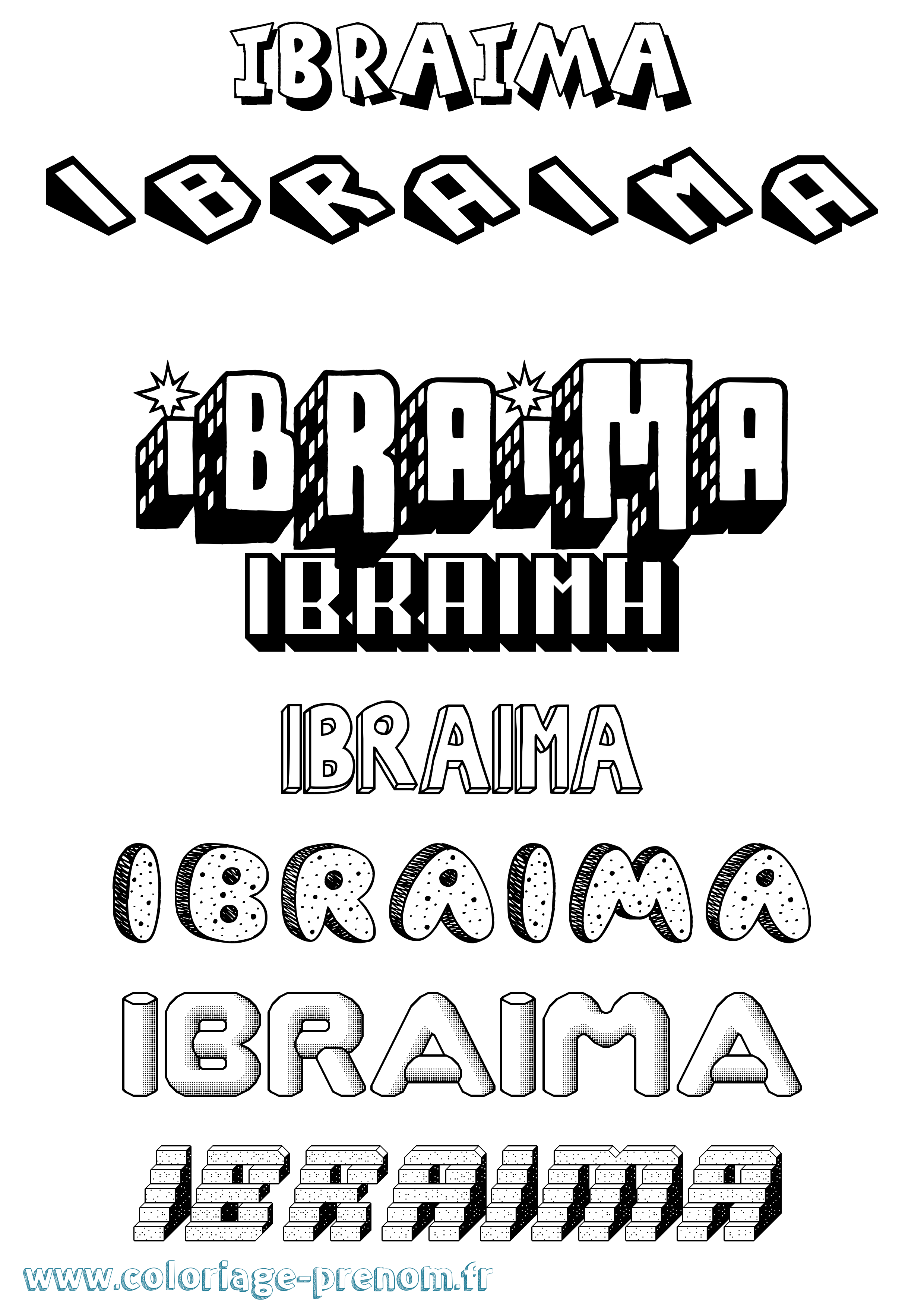 Coloriage Ibraima Effet 3D Coloriage prénom Ibraima Effet 3D