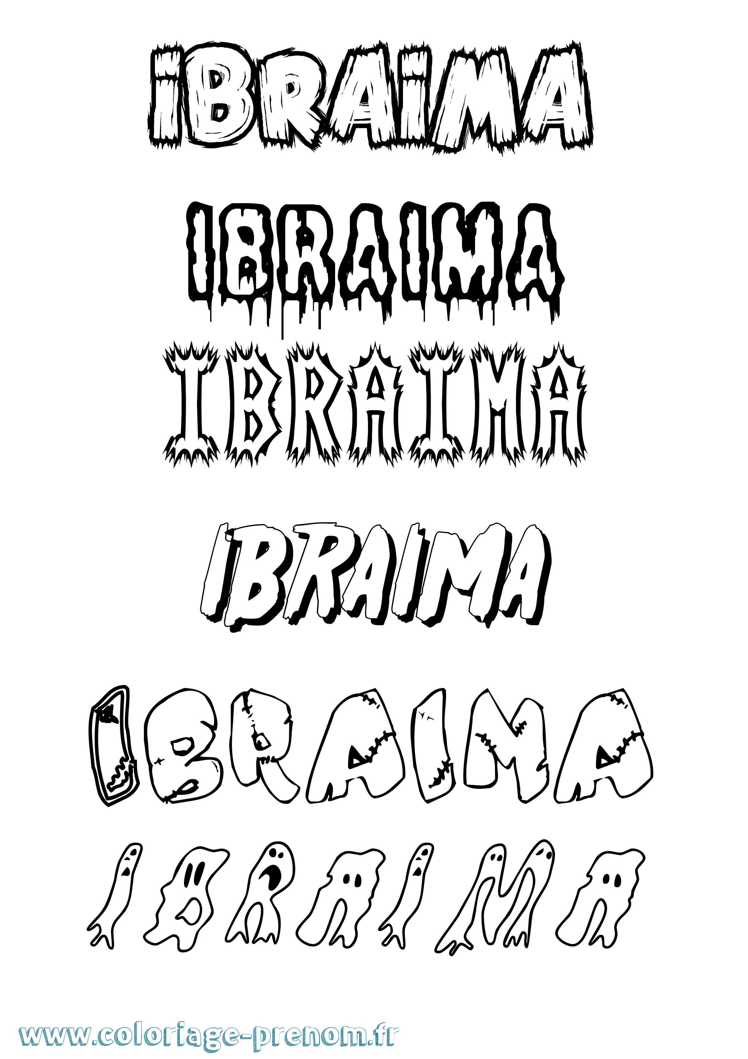 Coloriage Ibraima Frisson Coloriage prénom Ibraima Frisson