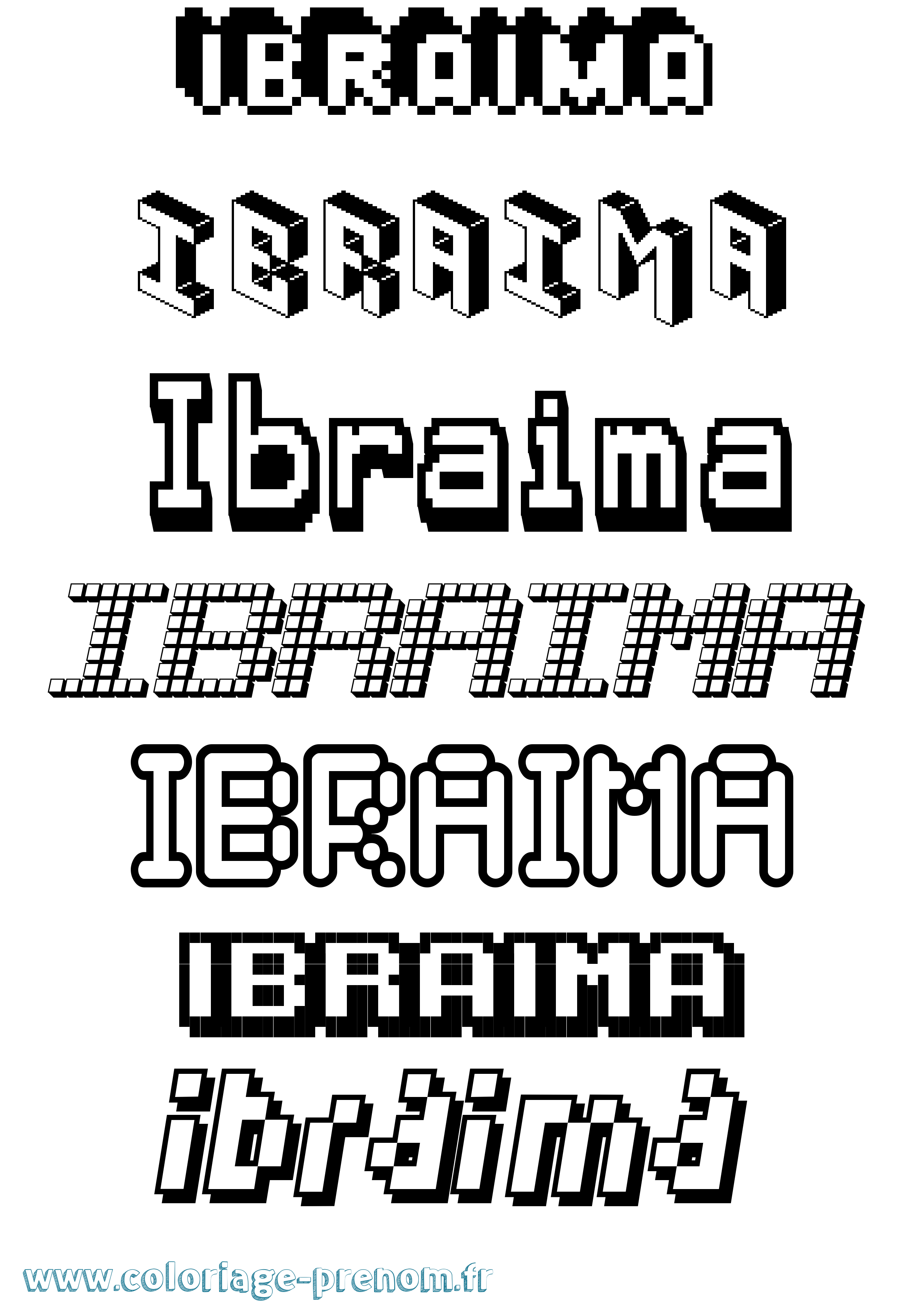 Coloriage Ibraima Pixel Coloriage prénom Ibraima Pixel