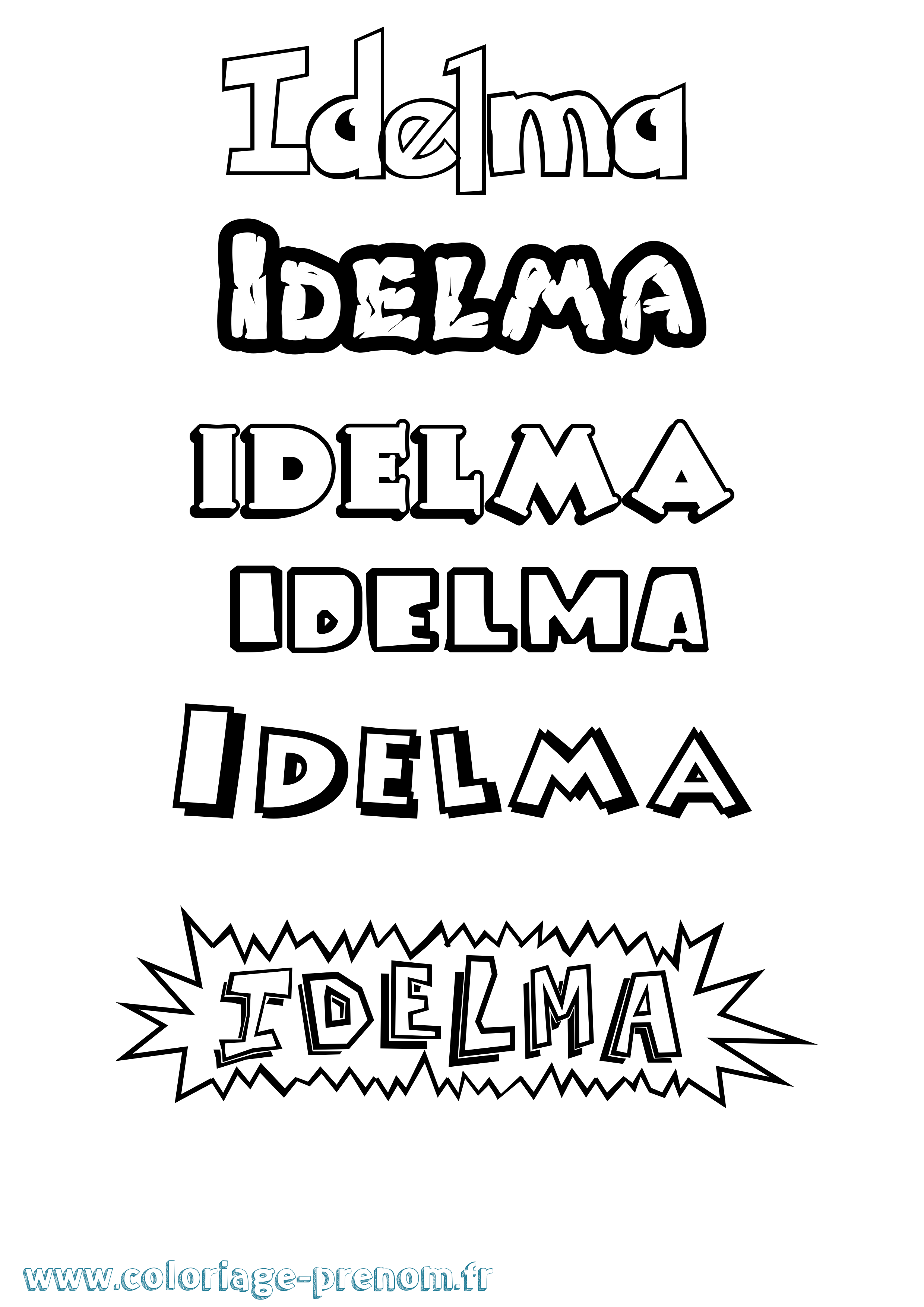 Coloriage Idelma Dessin Animé Coloriage prénom Idelma Dessin Animé