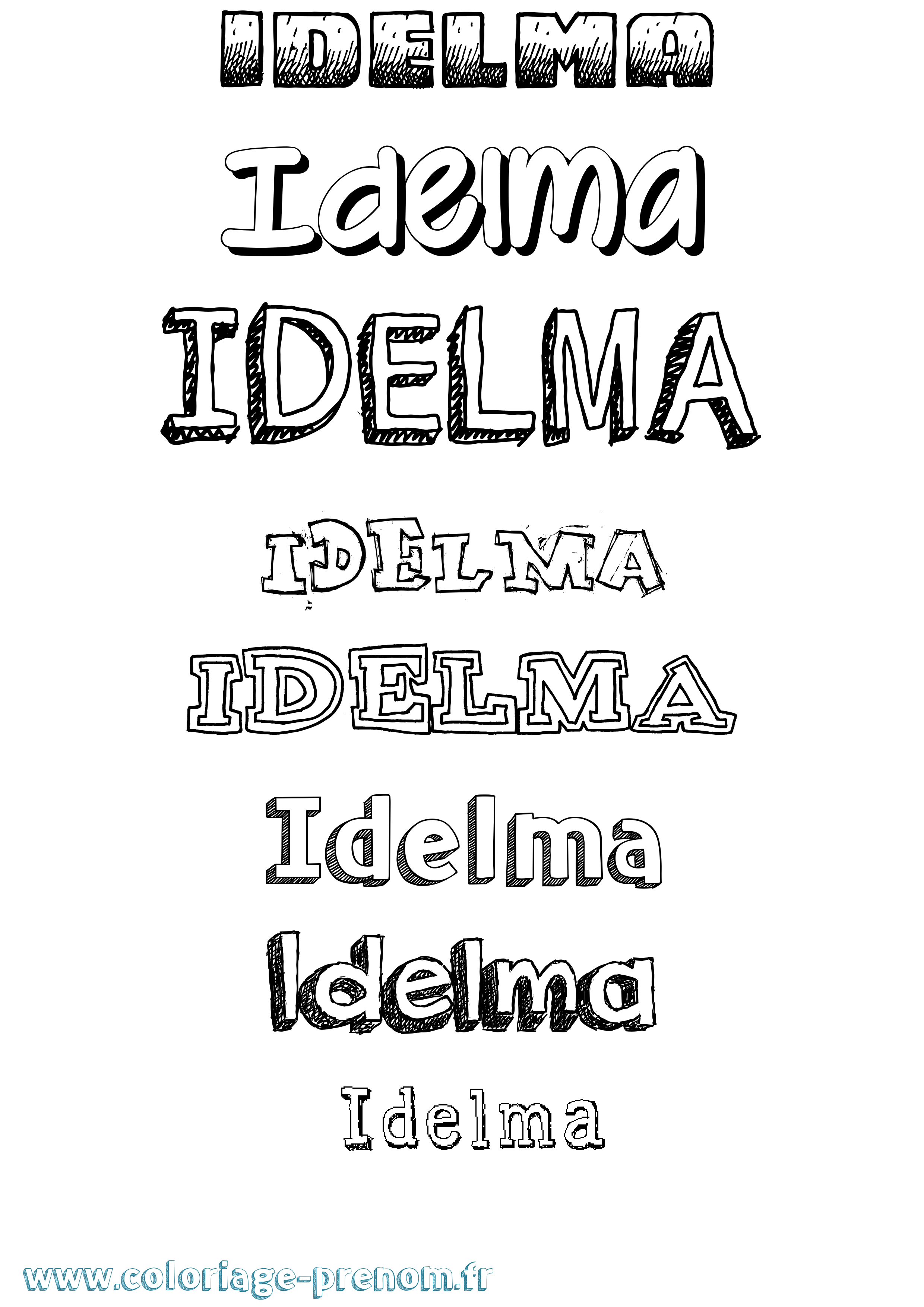Coloriage Idelma Dessiné Coloriage prénom Idelma Dessiné
