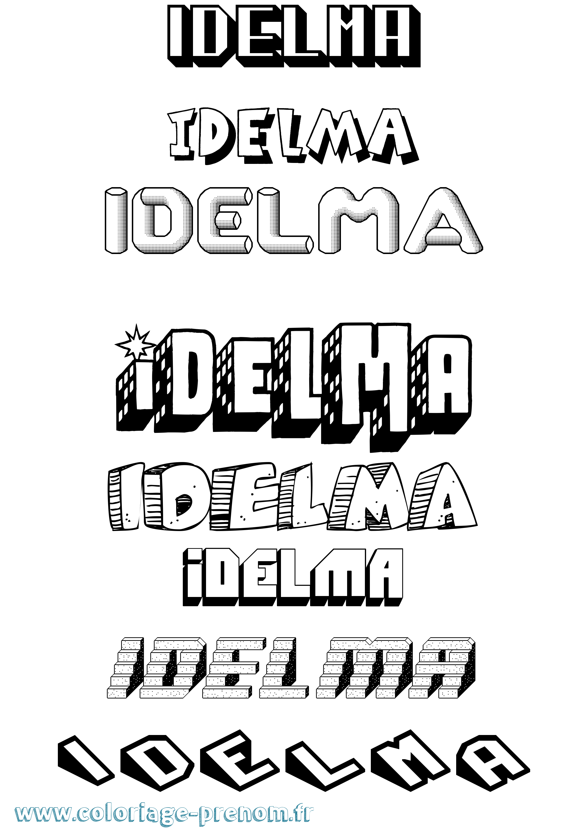 Coloriage Idelma Effet 3D Coloriage prénom Idelma Effet 3D