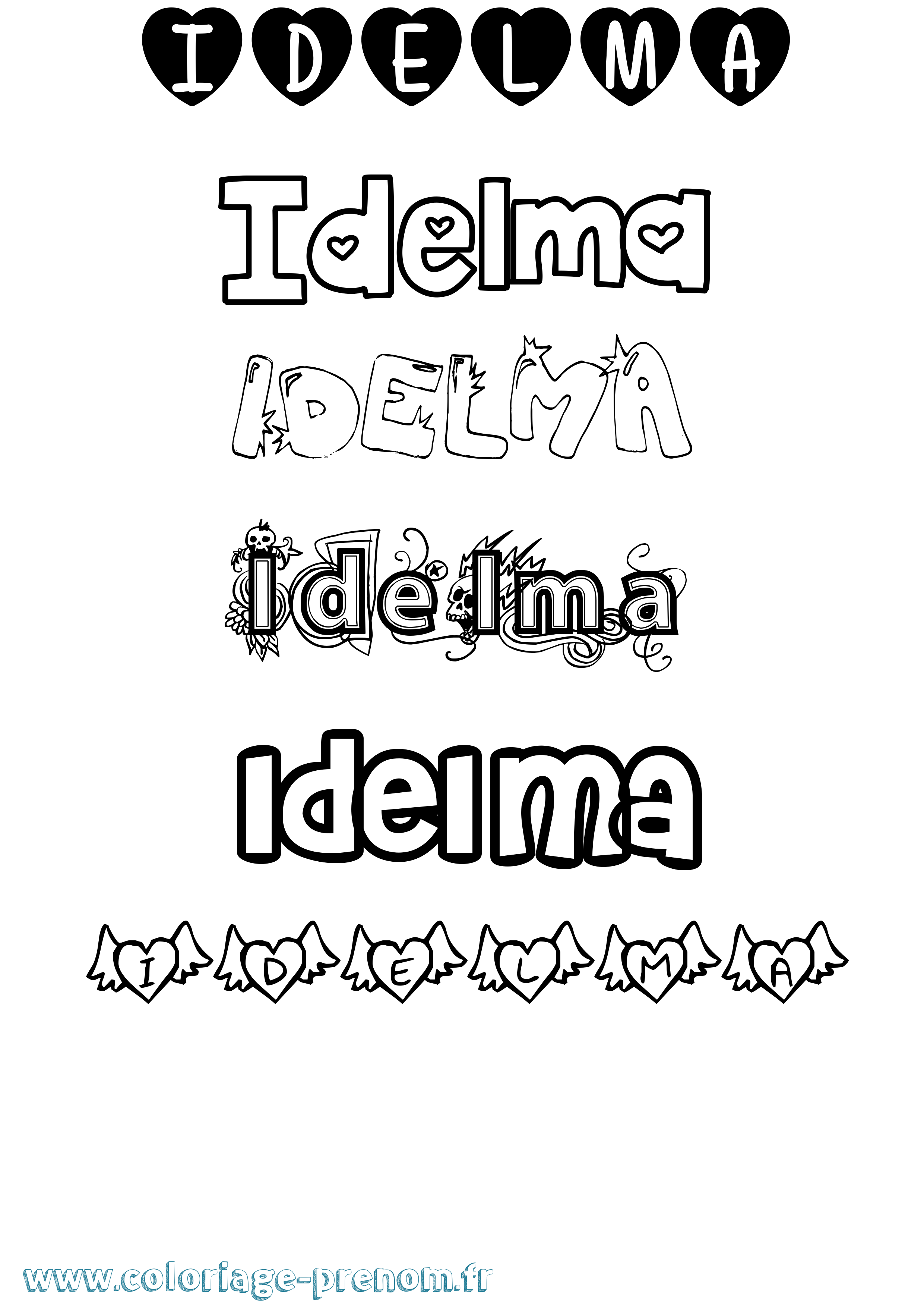 Coloriage Idelma Girly Coloriage prénom Idelma Girly