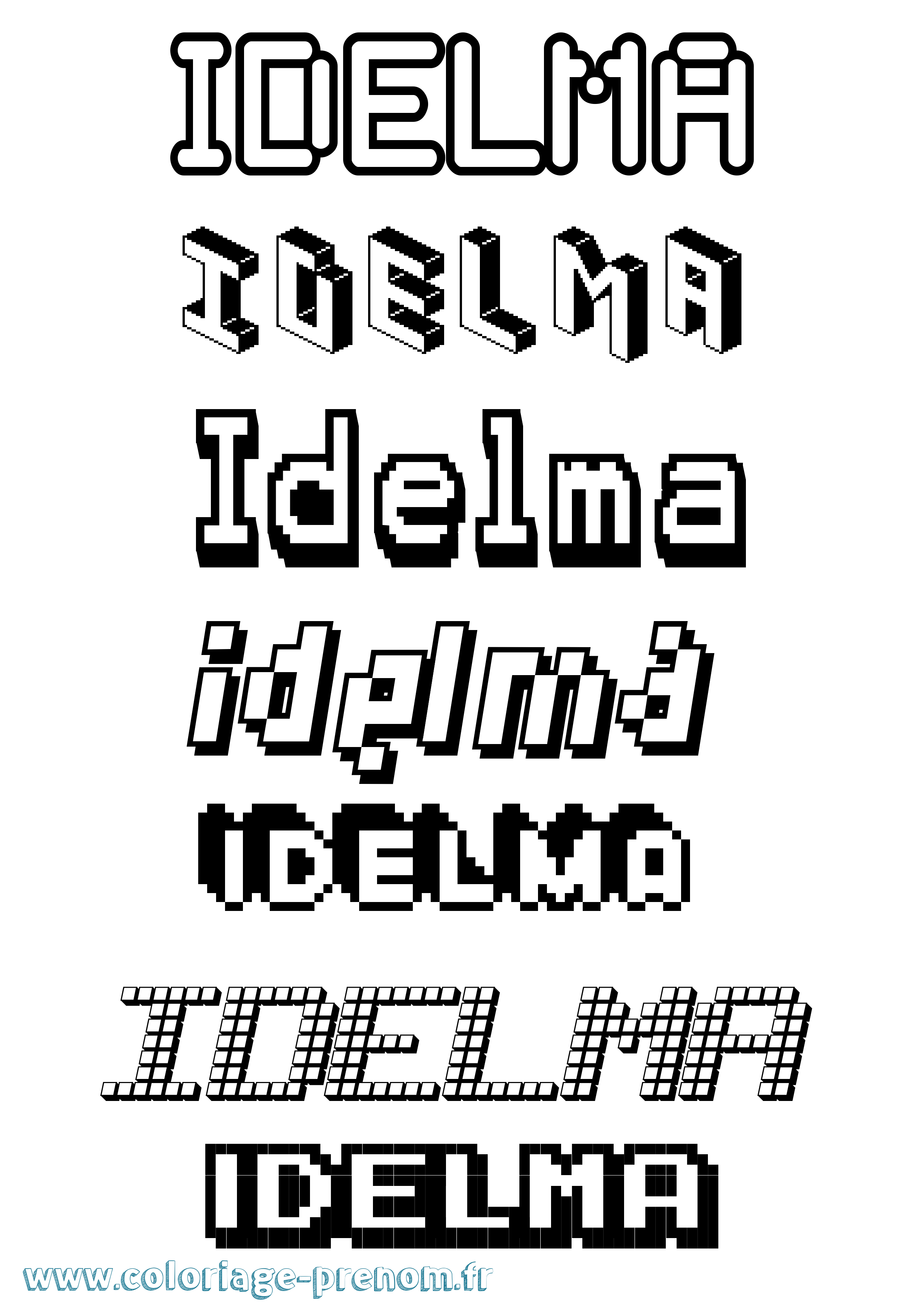 Coloriage Idelma Pixel Coloriage prénom Idelma Pixel