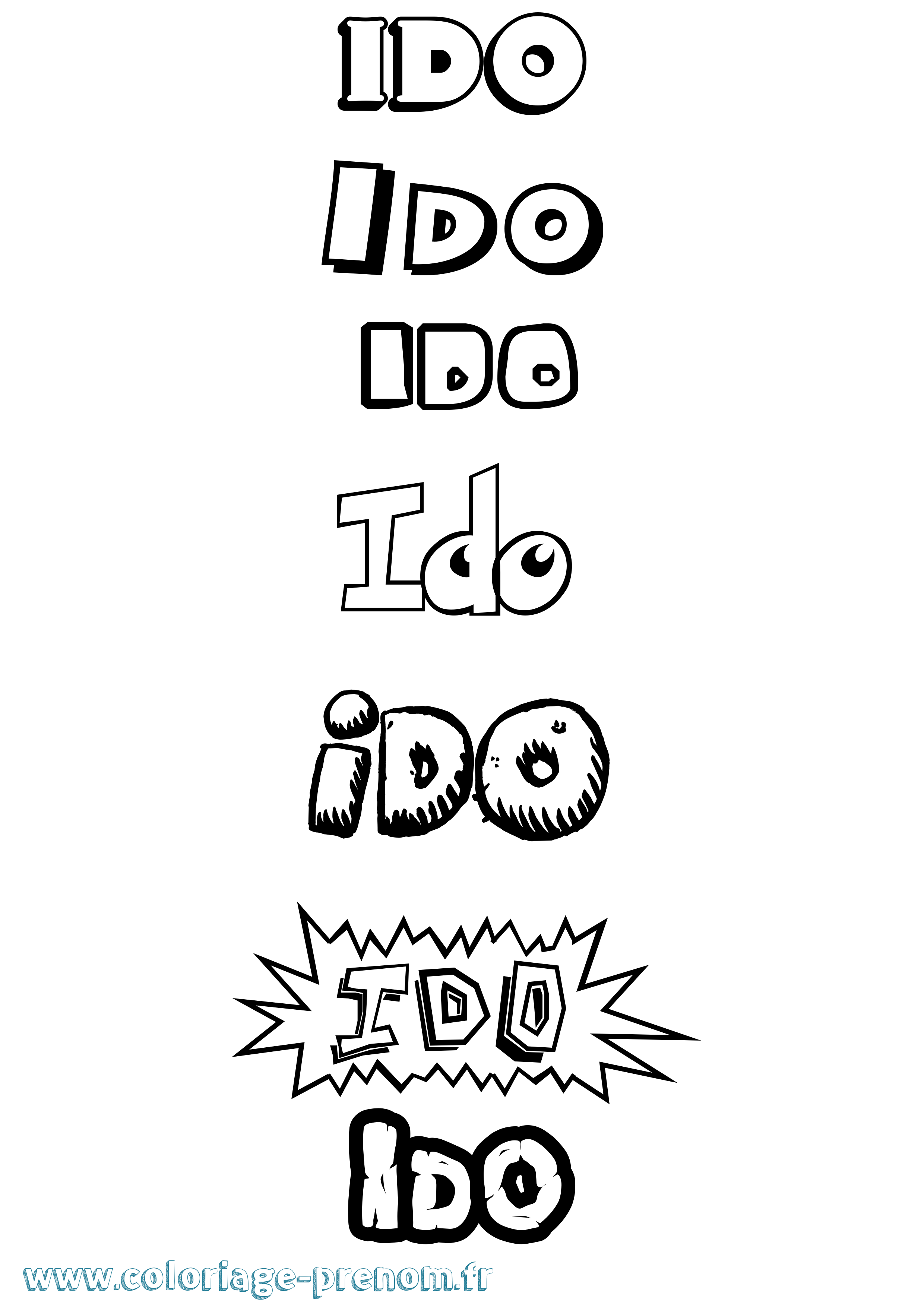 Coloriage Ido Dessin Animé Coloriage prénom Ido Dessin Animé