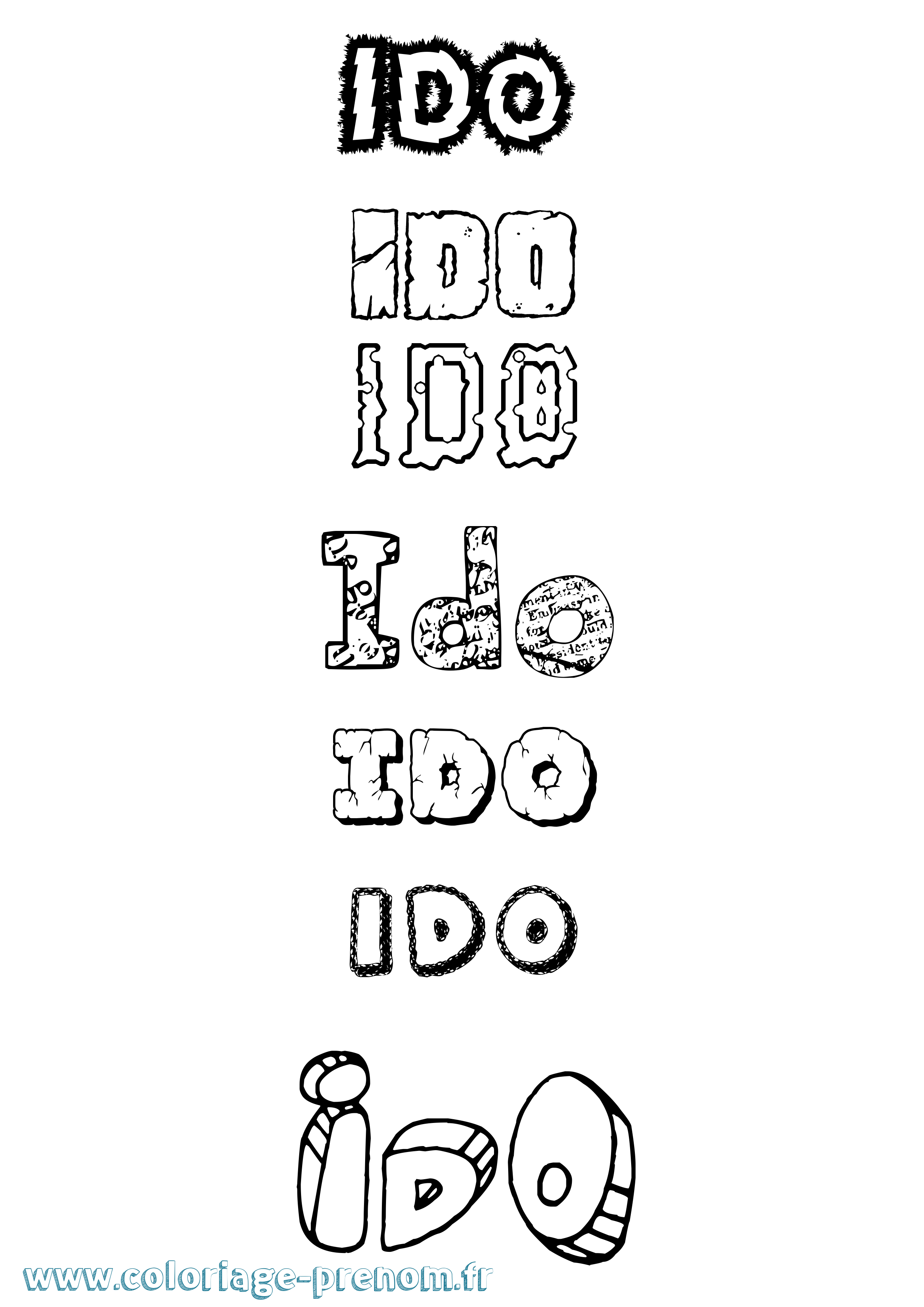 Coloriage Ido Destructuré Coloriage prénom Ido Destructuré