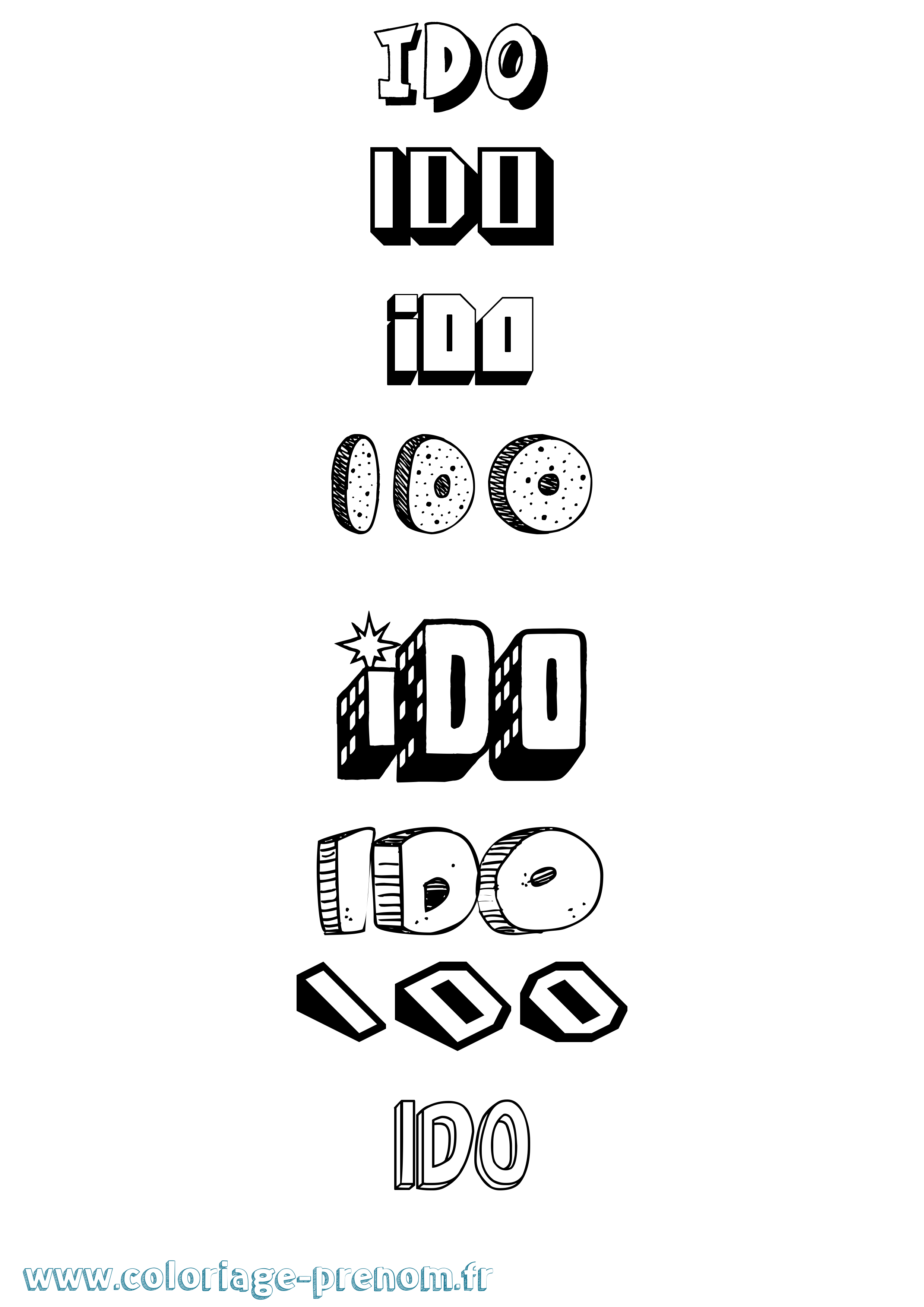 Coloriage Ido Effet 3D Coloriage prénom Ido Effet 3D