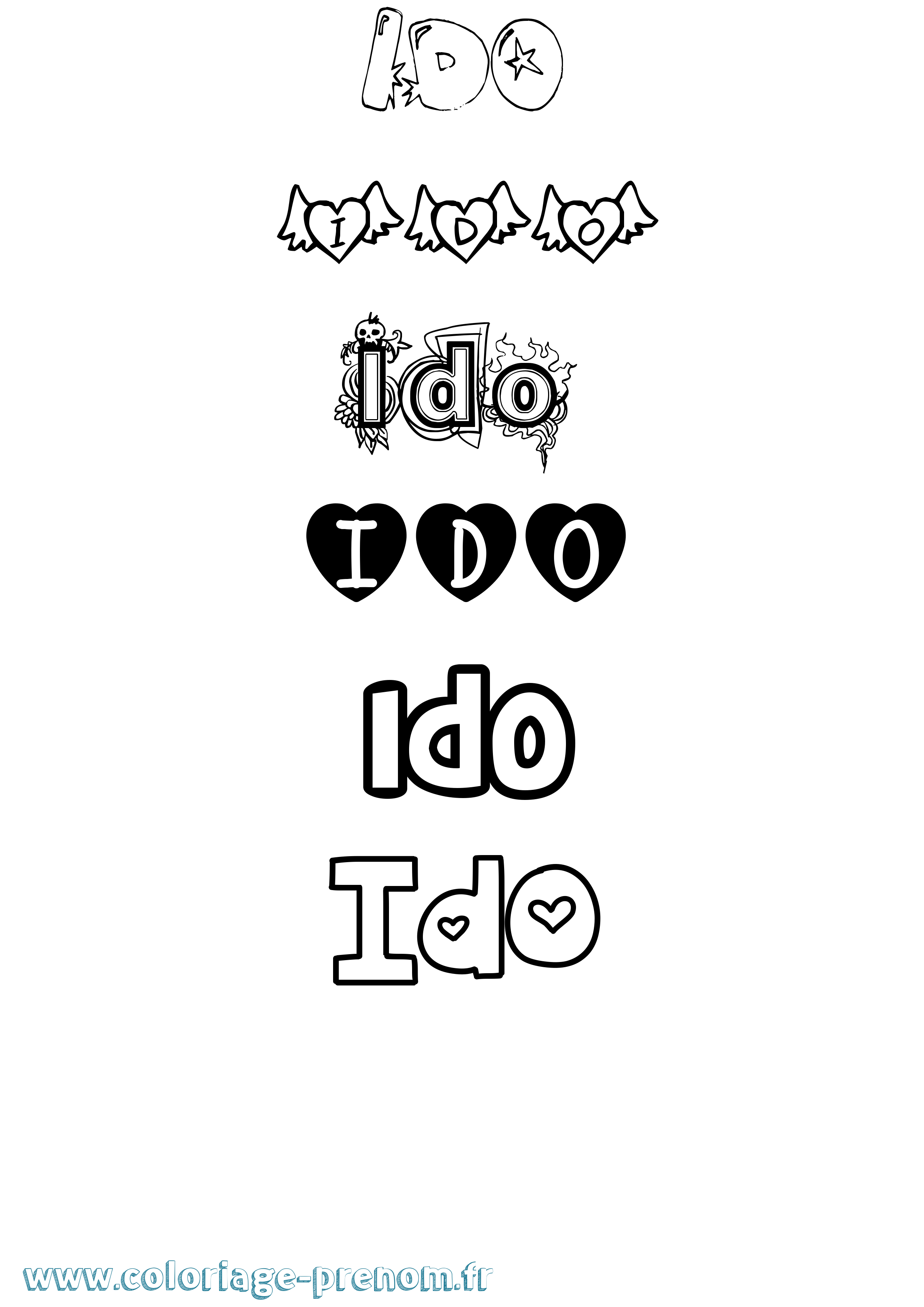 Coloriage Ido Girly Coloriage prénom Ido Girly