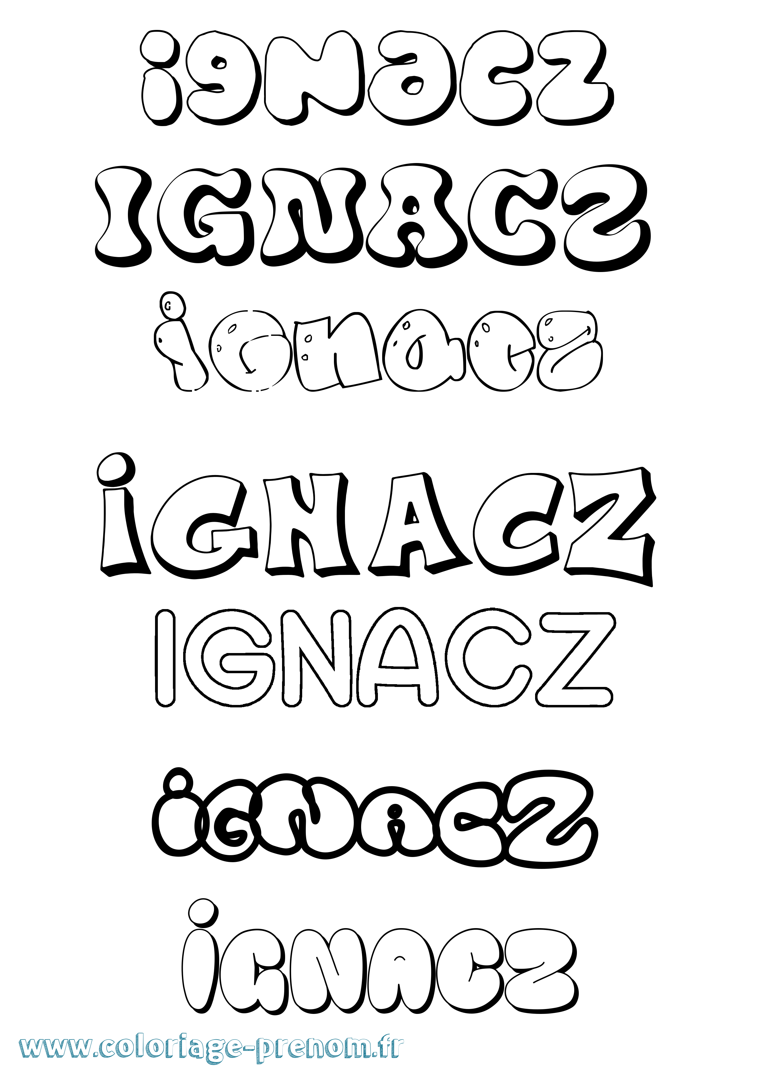 Coloriage Ignacz Bubble Coloriage prénom Ignacz Bubble
