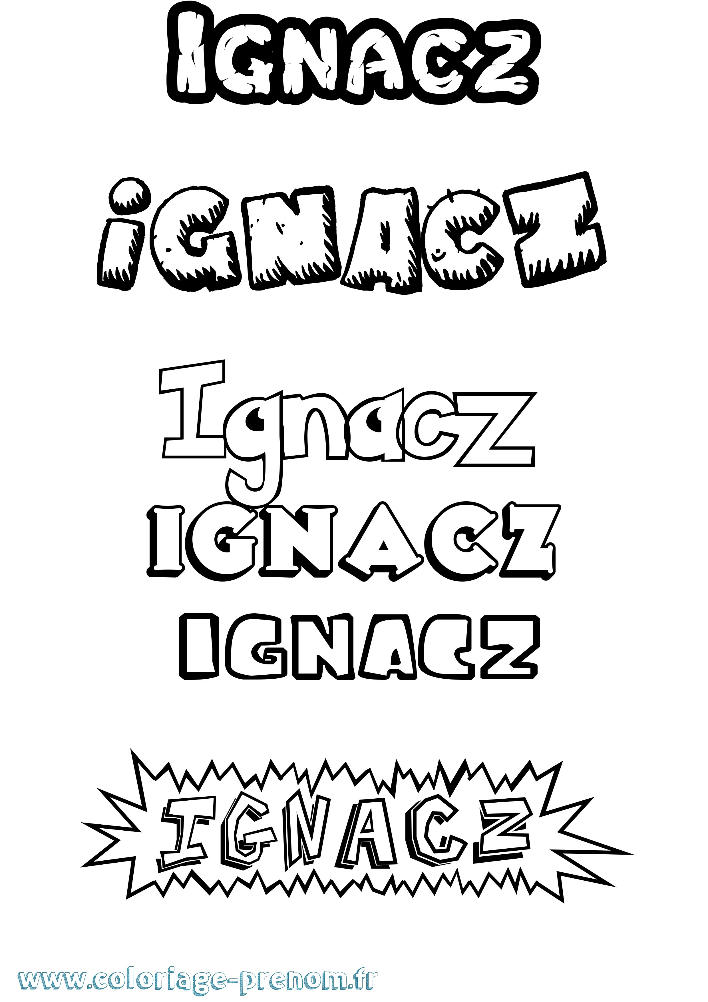 Coloriage Ignacz Dessin Animé Coloriage prénom Ignacz Dessin Animé