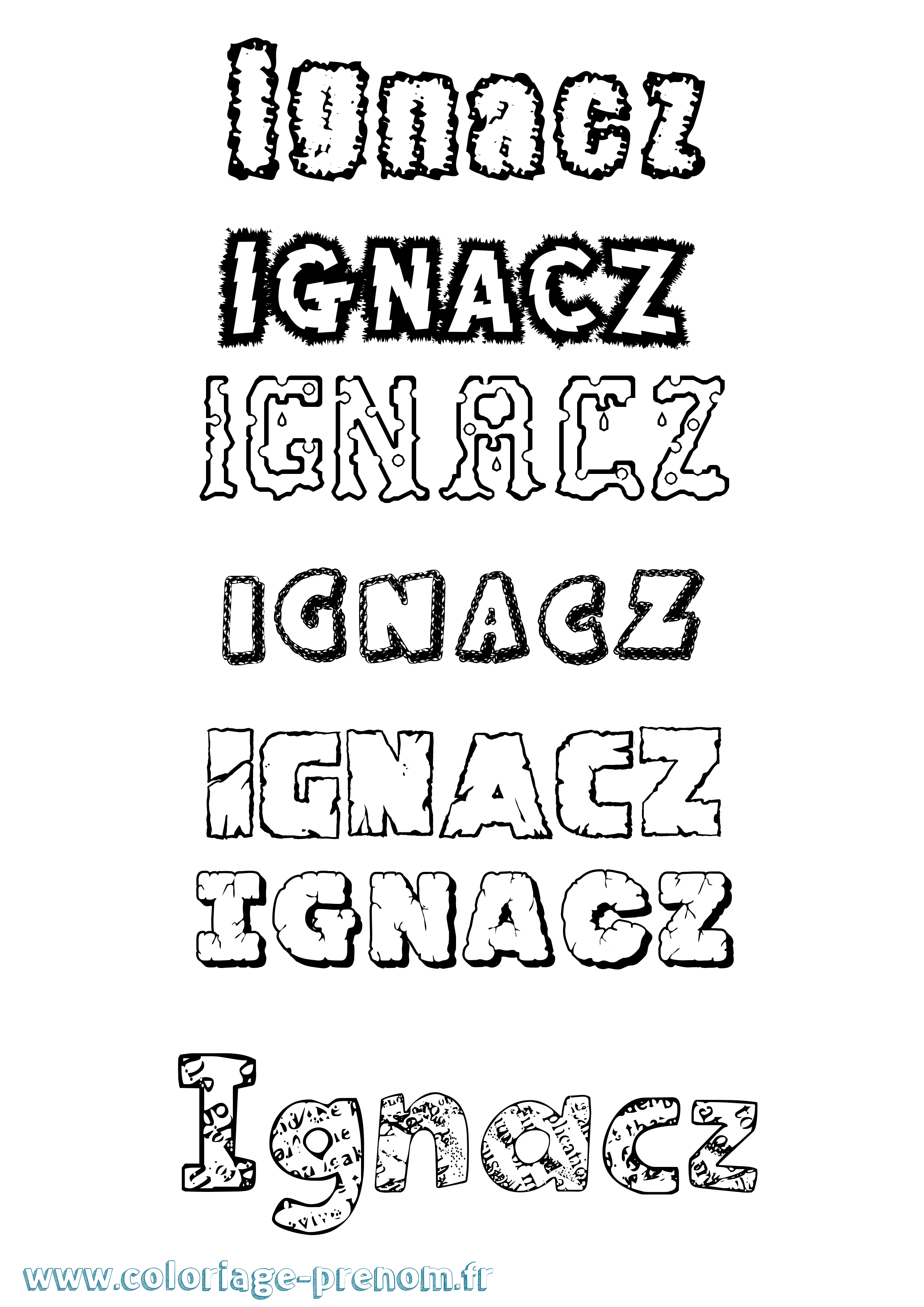 Coloriage Ignacz Destructuré Coloriage prénom Ignacz Destructuré