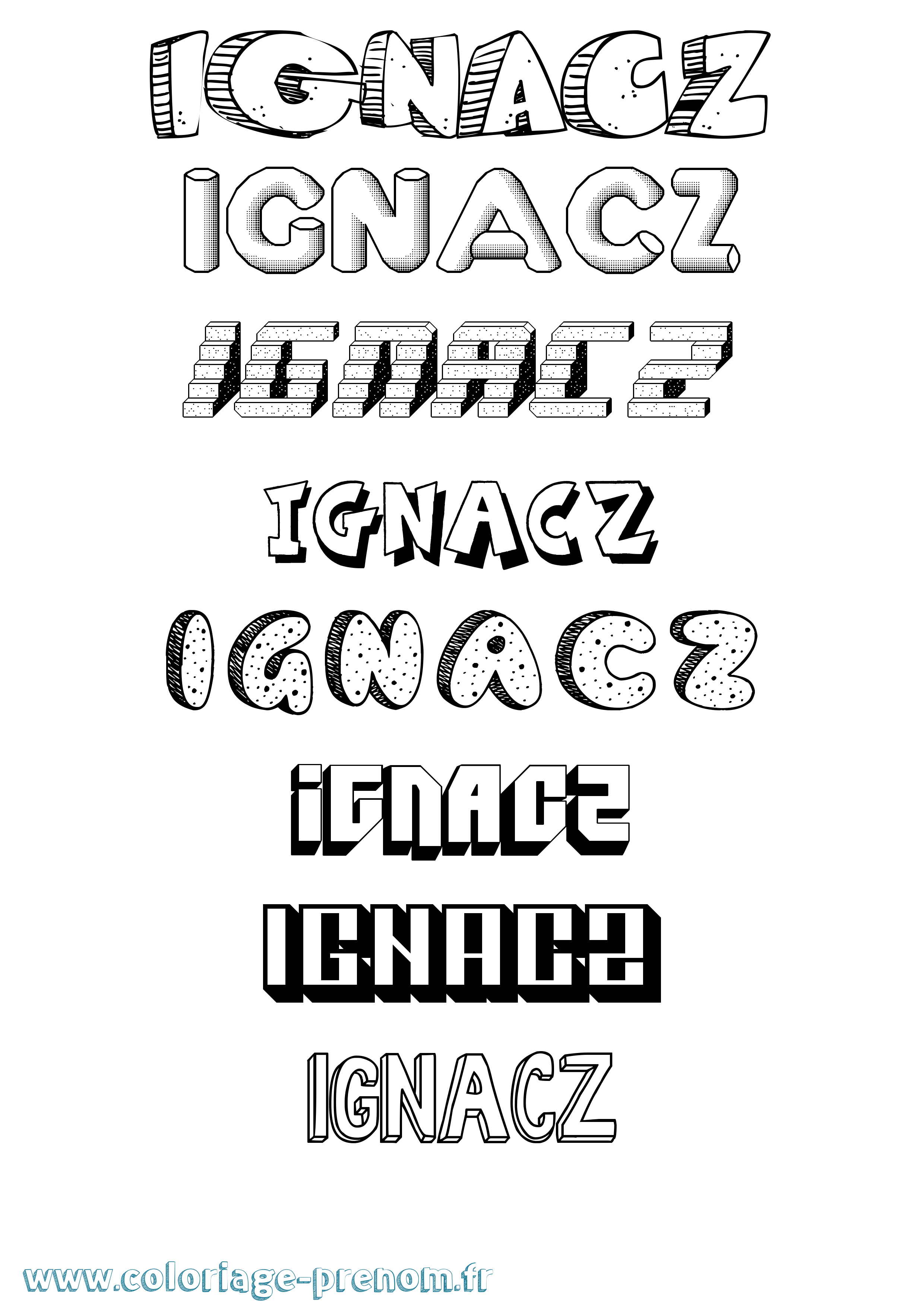 Coloriage Ignacz Effet 3D Coloriage prénom Ignacz Effet 3D