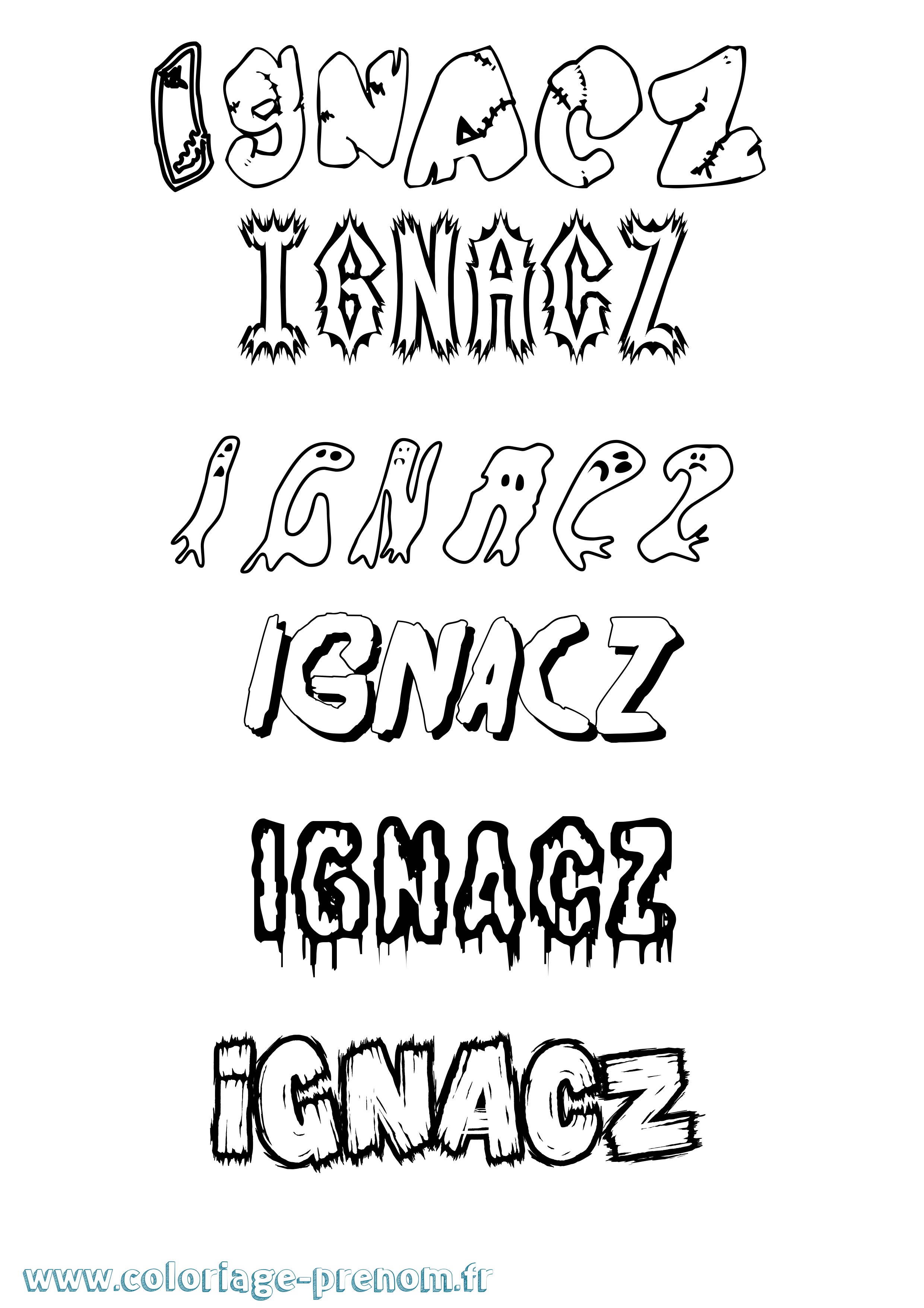 Coloriage Ignacz Frisson Coloriage prénom Ignacz Frisson