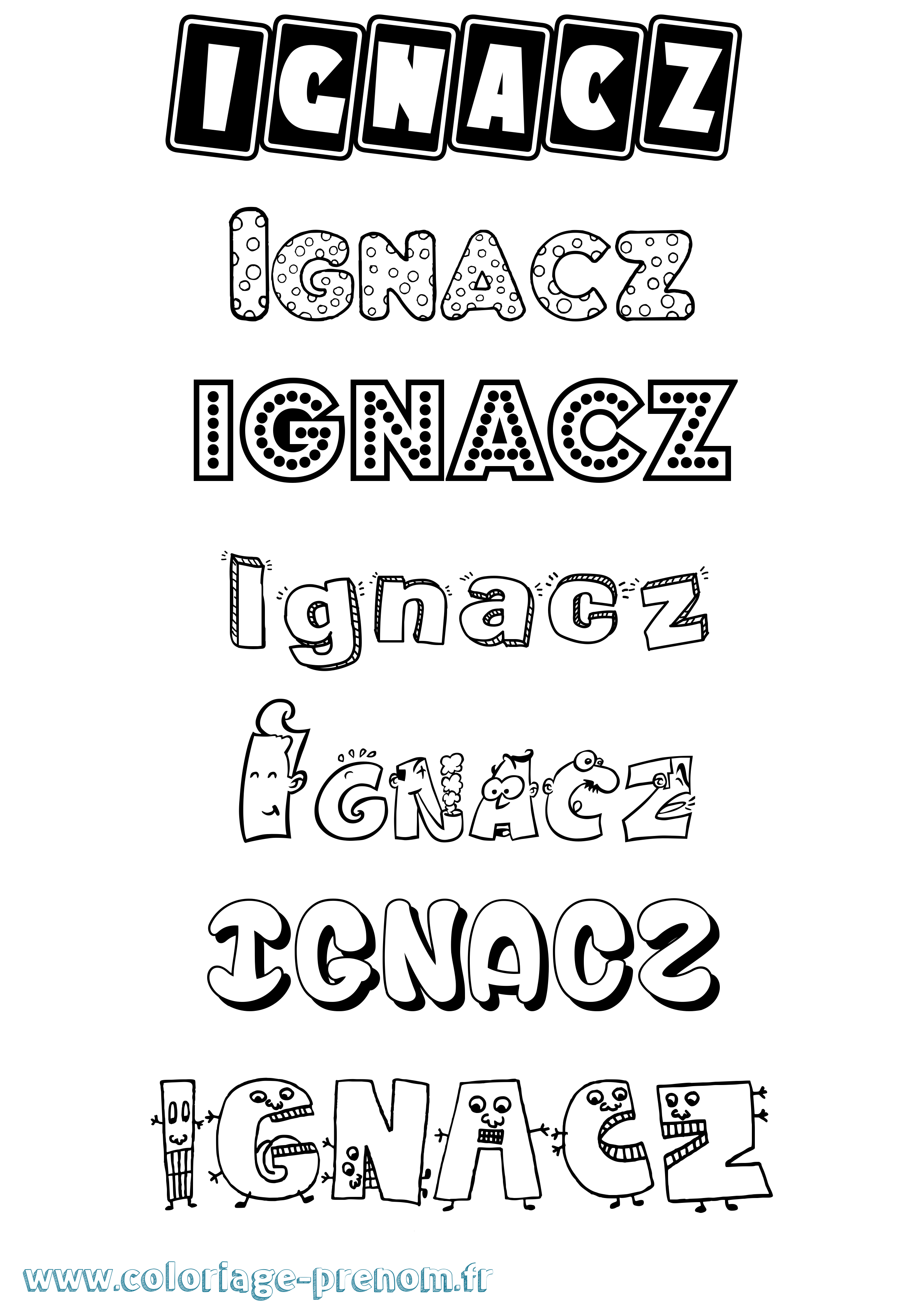 Coloriage Ignacz Fun Coloriage prénom Ignacz Fun