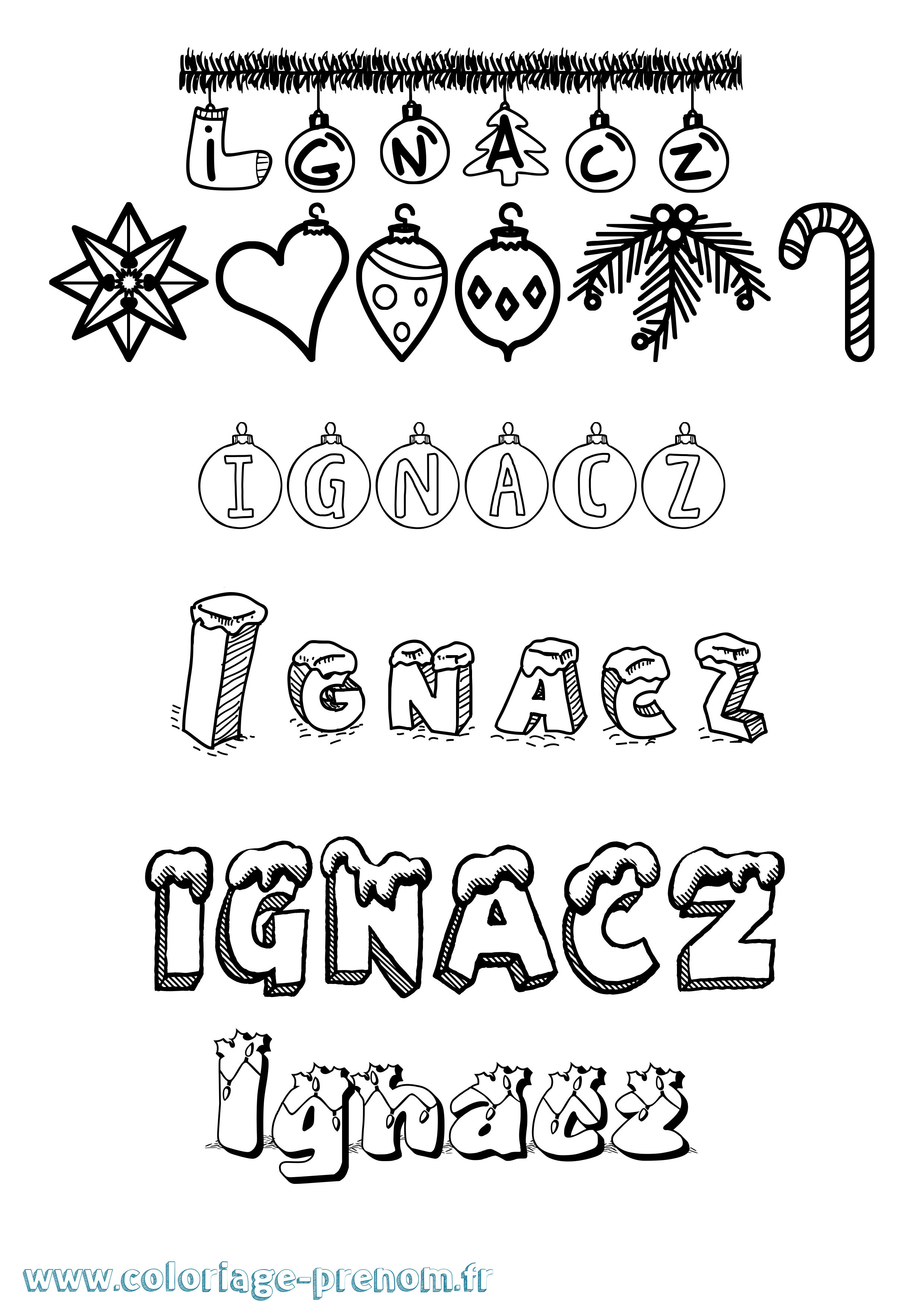 Coloriage Ignacz Noël Coloriage prénom Ignacz Noël
