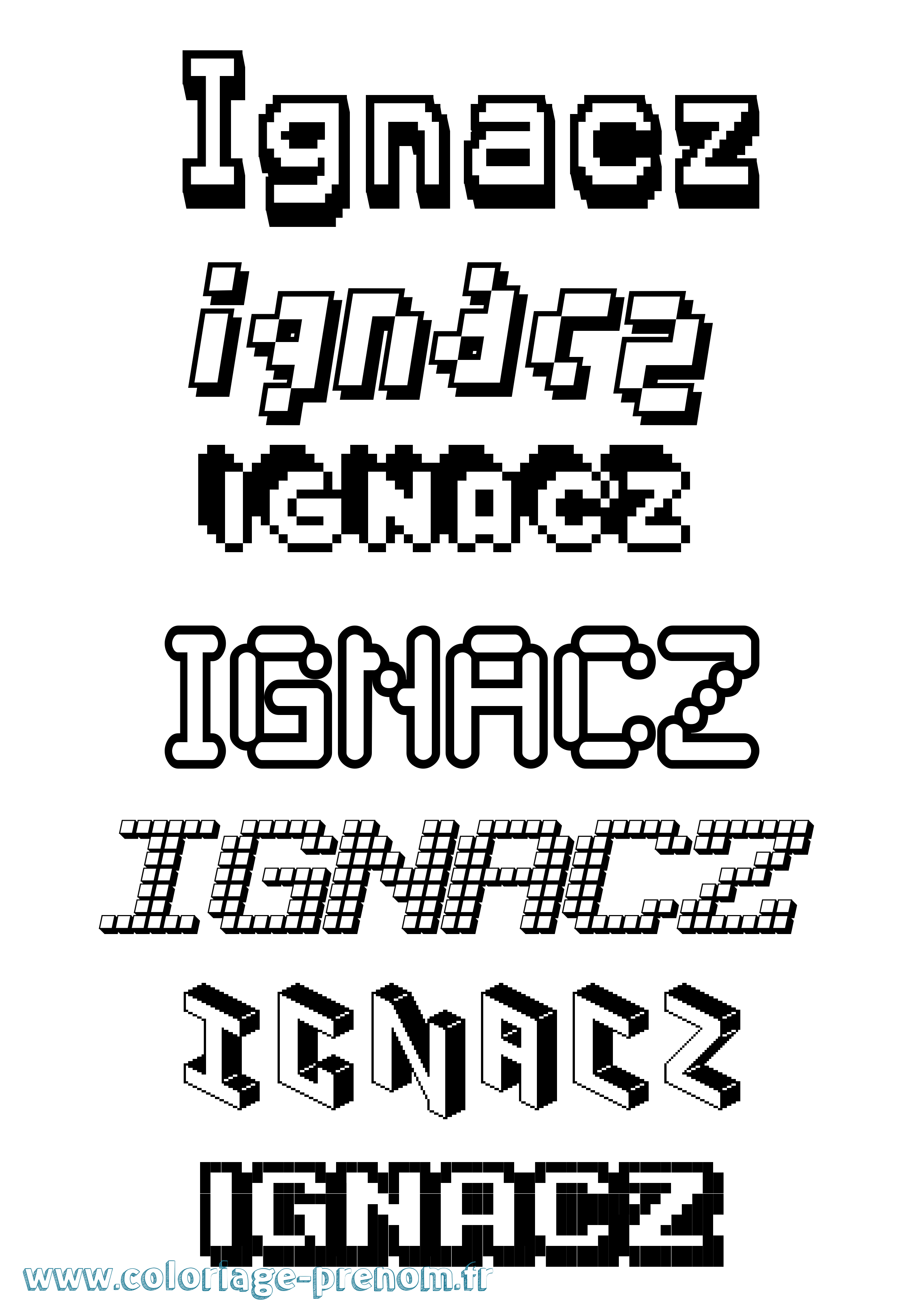 Coloriage Ignacz Pixel Coloriage prénom Ignacz Pixel