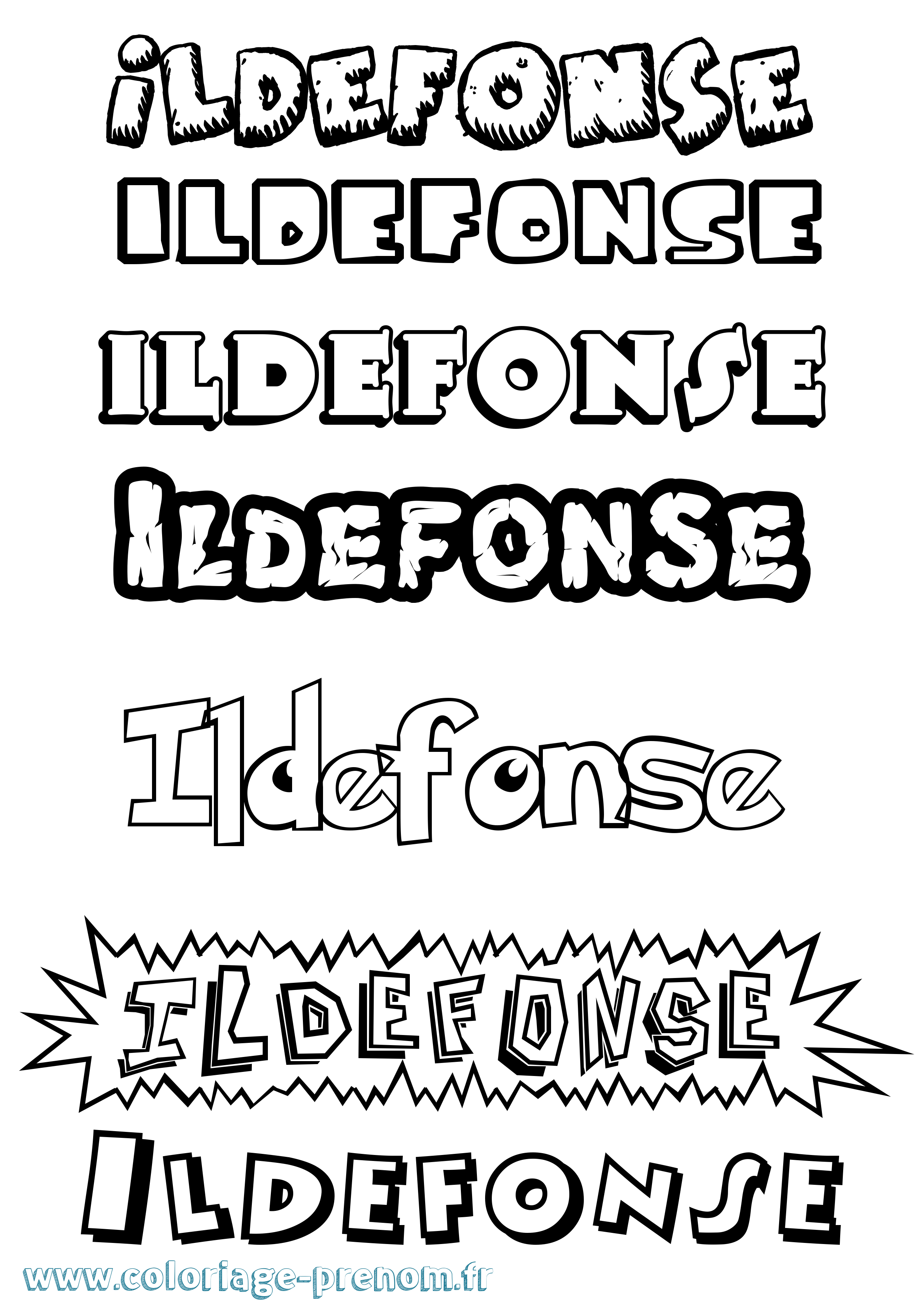 Coloriage Ildefonse Dessin Animé Coloriage prénom Ildefonse Dessin Animé