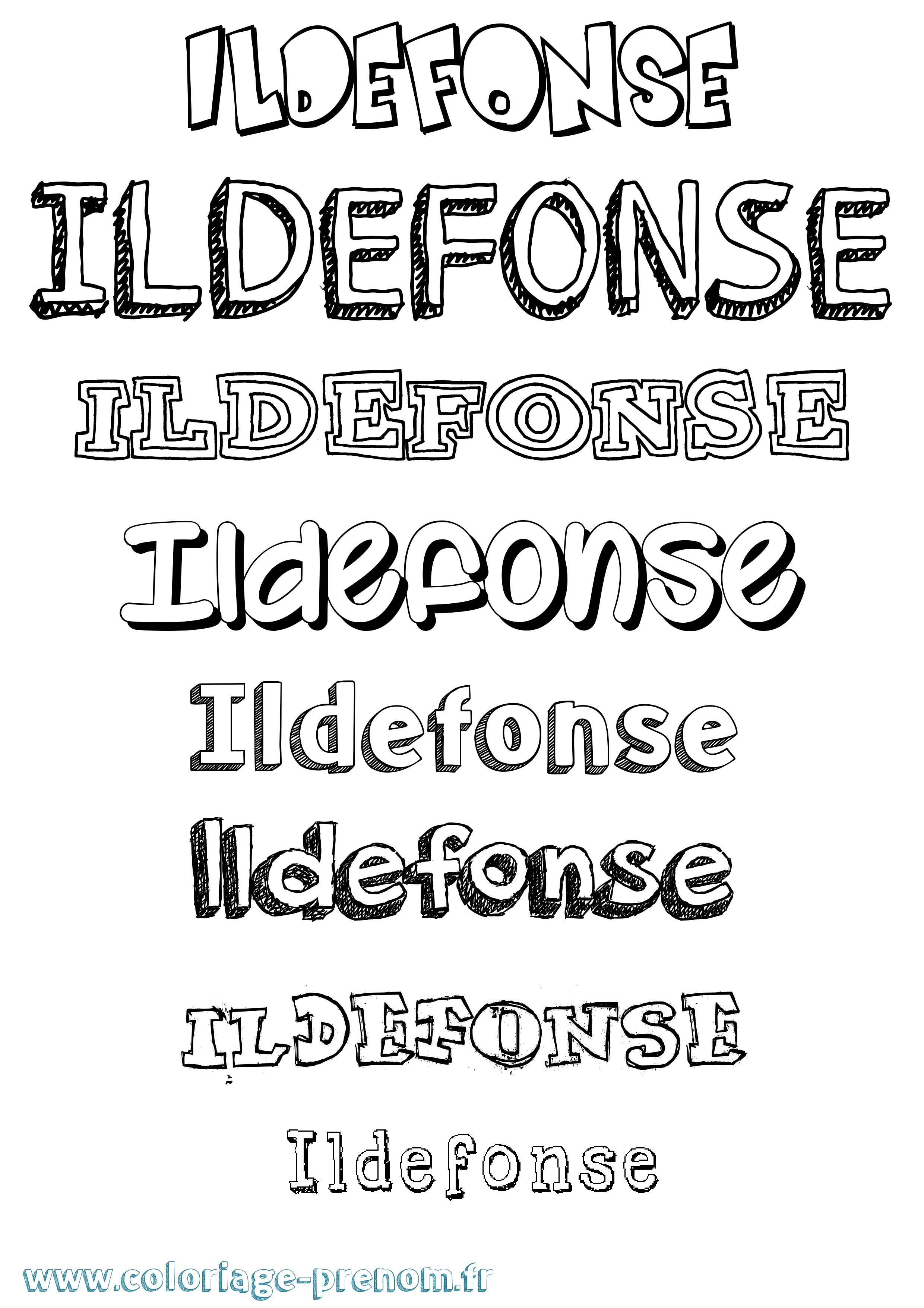 Coloriage Ildefonse Dessiné Coloriage prénom Ildefonse Dessiné