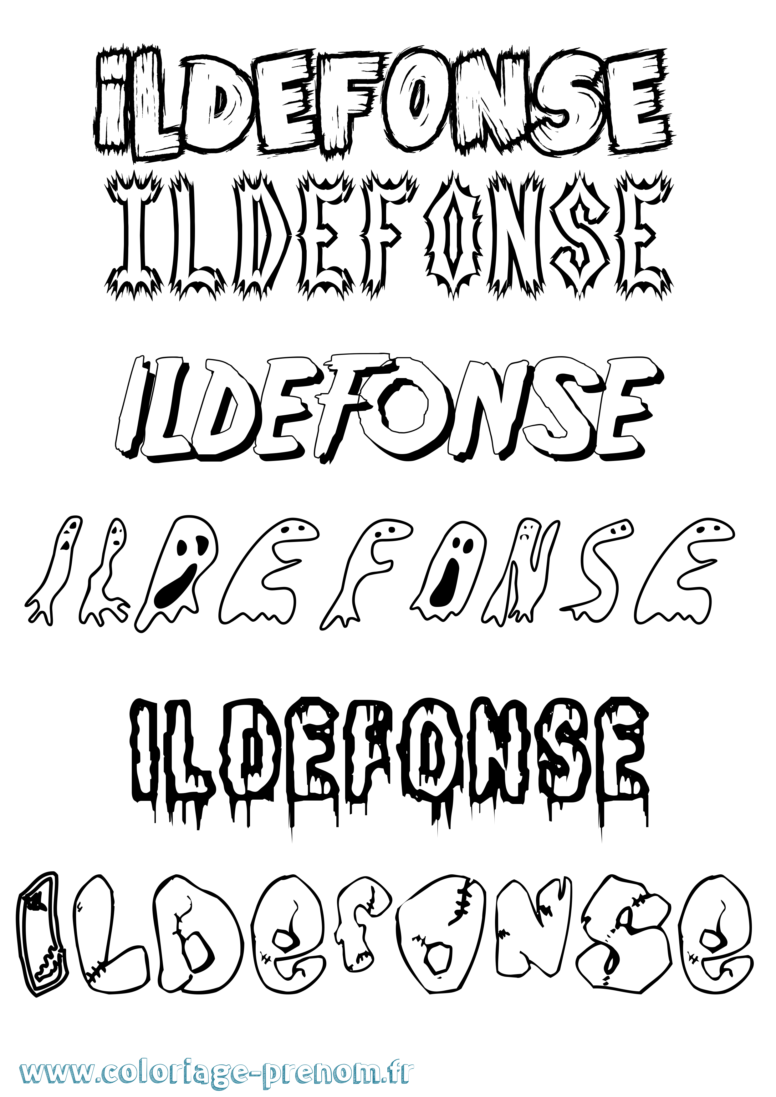 Coloriage Ildefonse Frisson Coloriage prénom Ildefonse Frisson