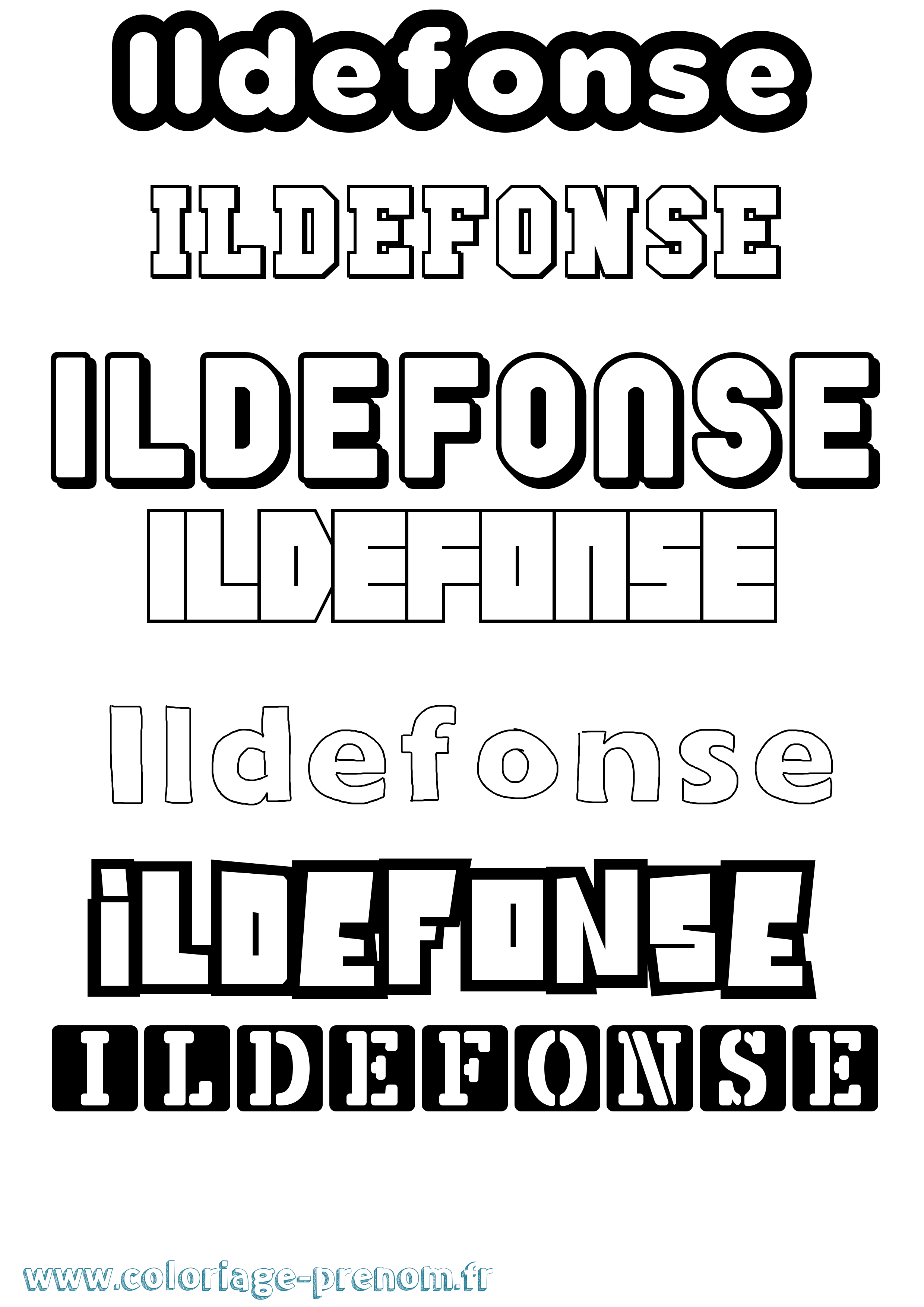 Coloriage Ildefonse Simple Coloriage prénom Ildefonse Simple