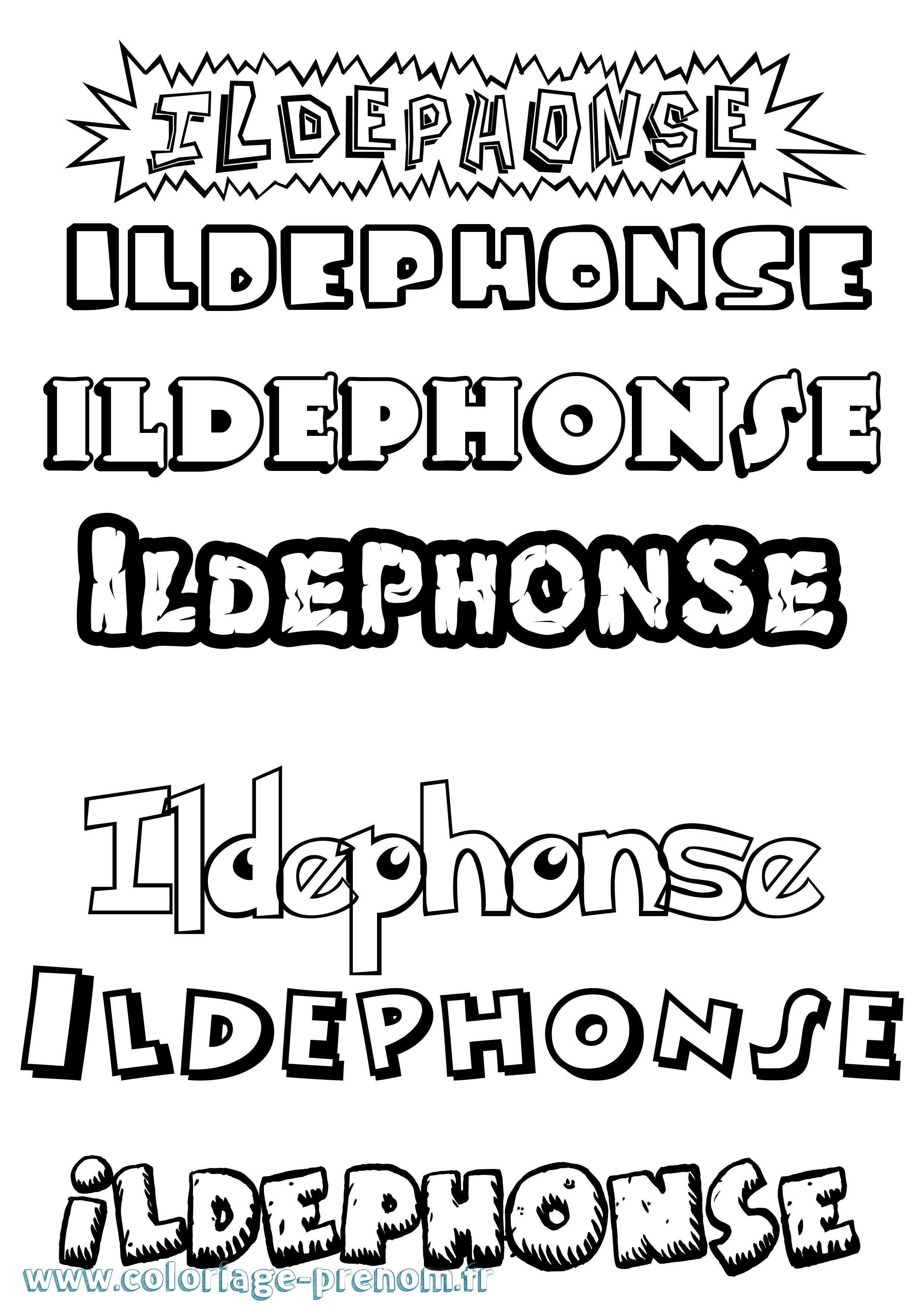 Coloriage Ildephonse Dessin Animé Coloriage prénom Ildephonse Dessin Animé
