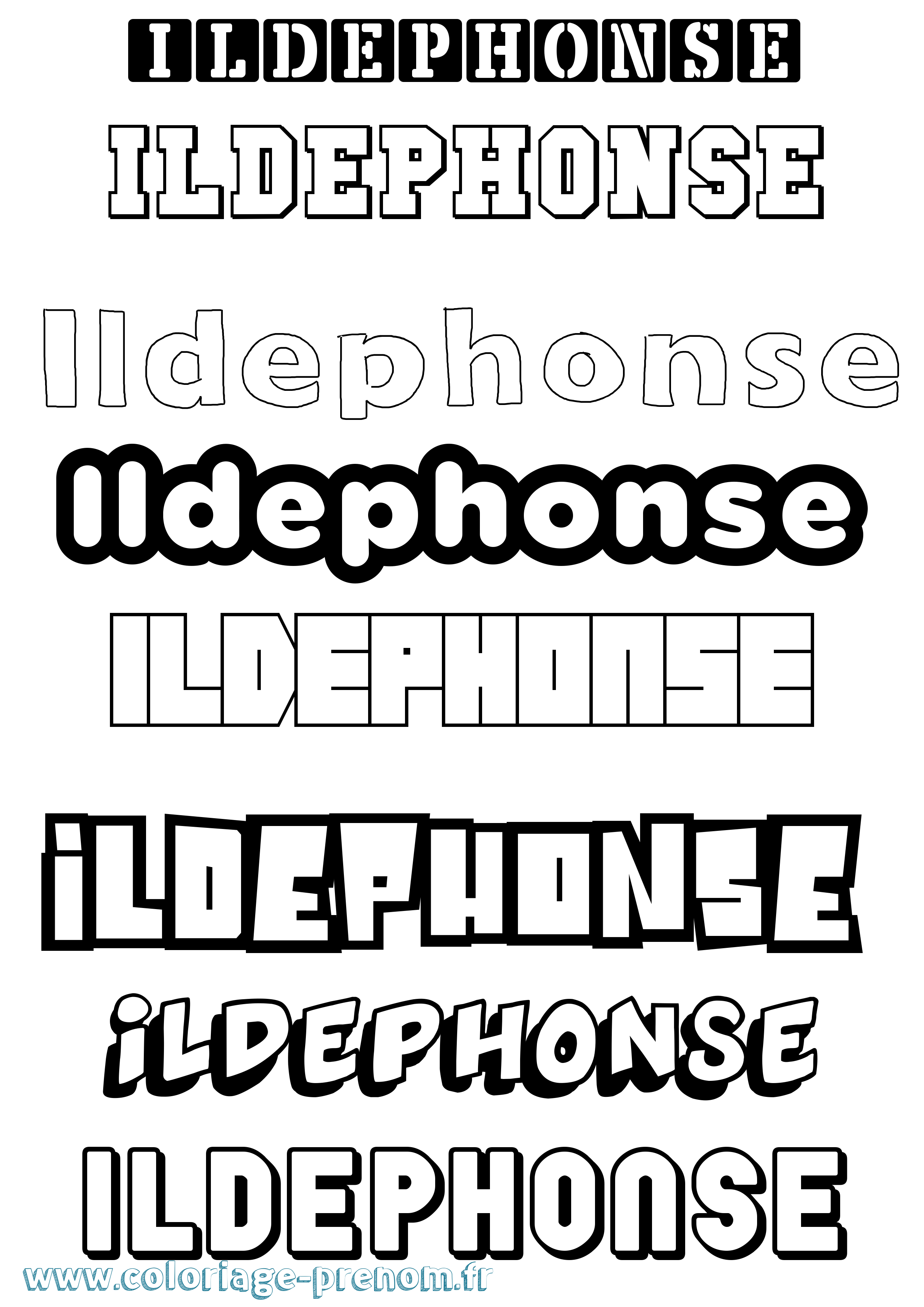 Coloriage Ildephonse Simple Coloriage prénom Ildephonse Simple