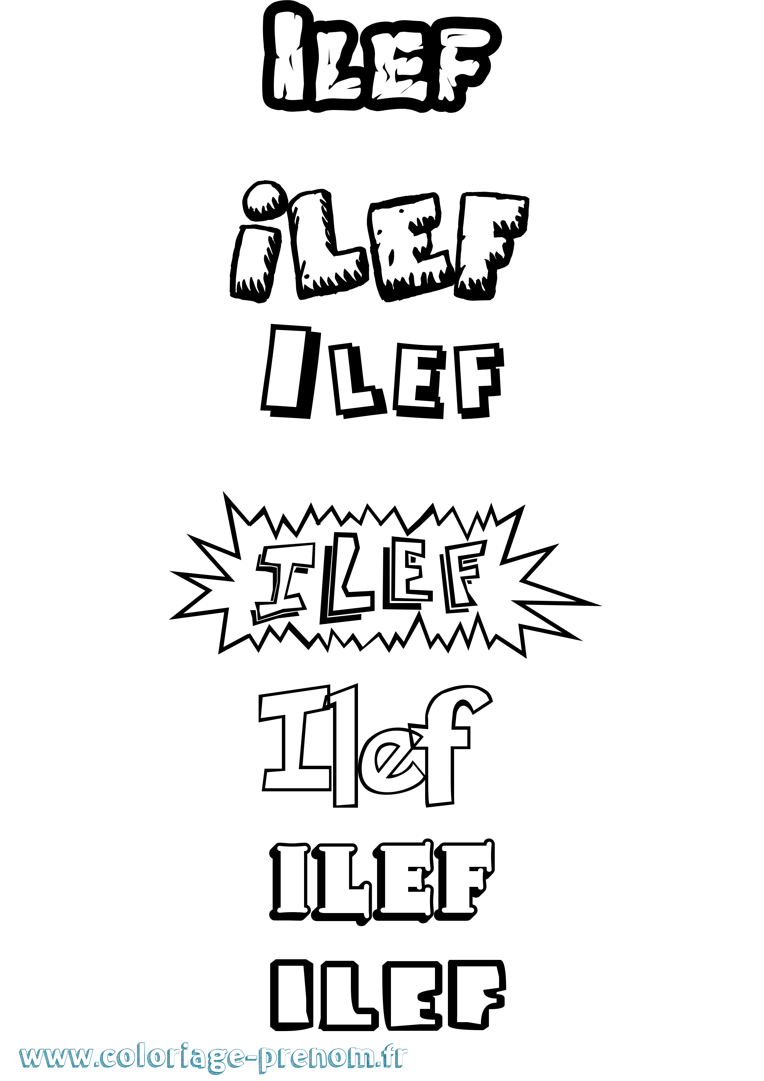 Coloriage Ilef Dessin Animé Coloriage prénom Ilef Dessin Animé