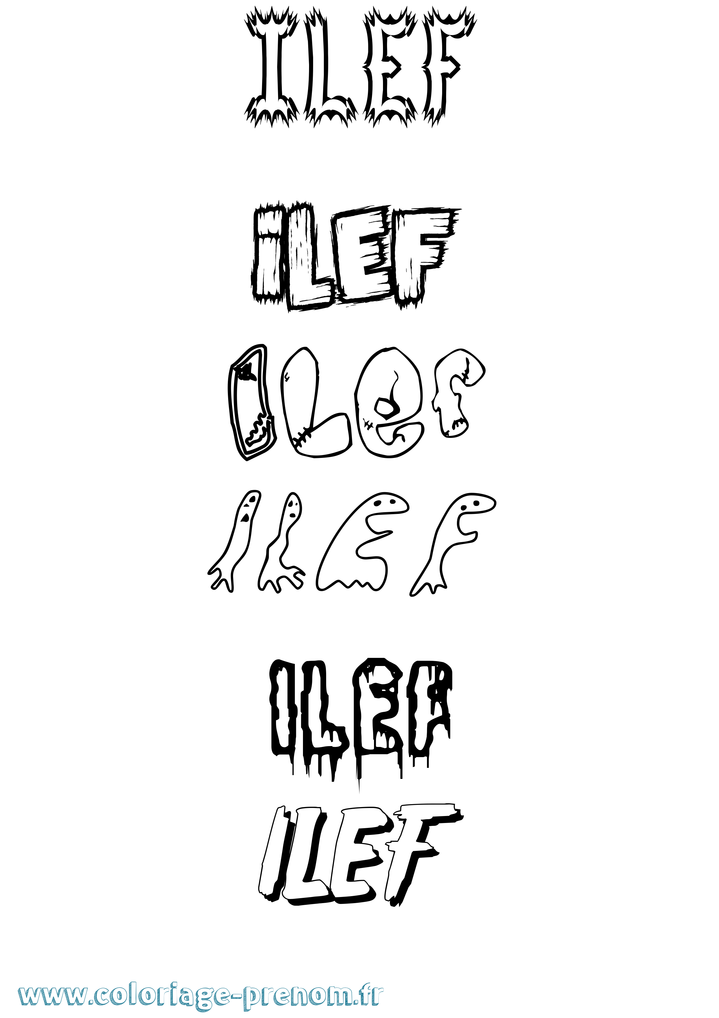 Coloriage Ilef Frisson Coloriage prénom Ilef Frisson