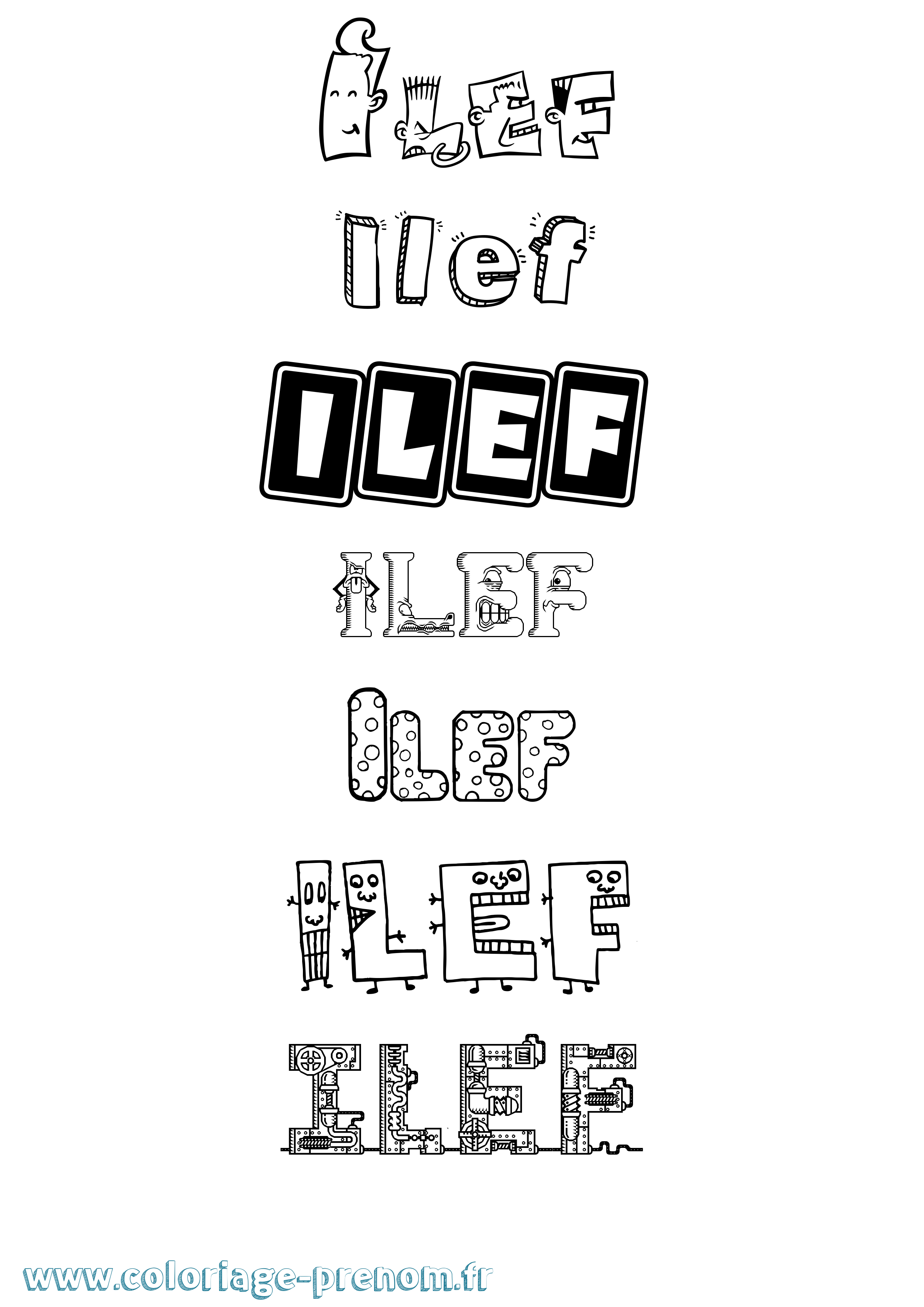 Coloriage Ilef Fun Coloriage prénom Ilef Fun
