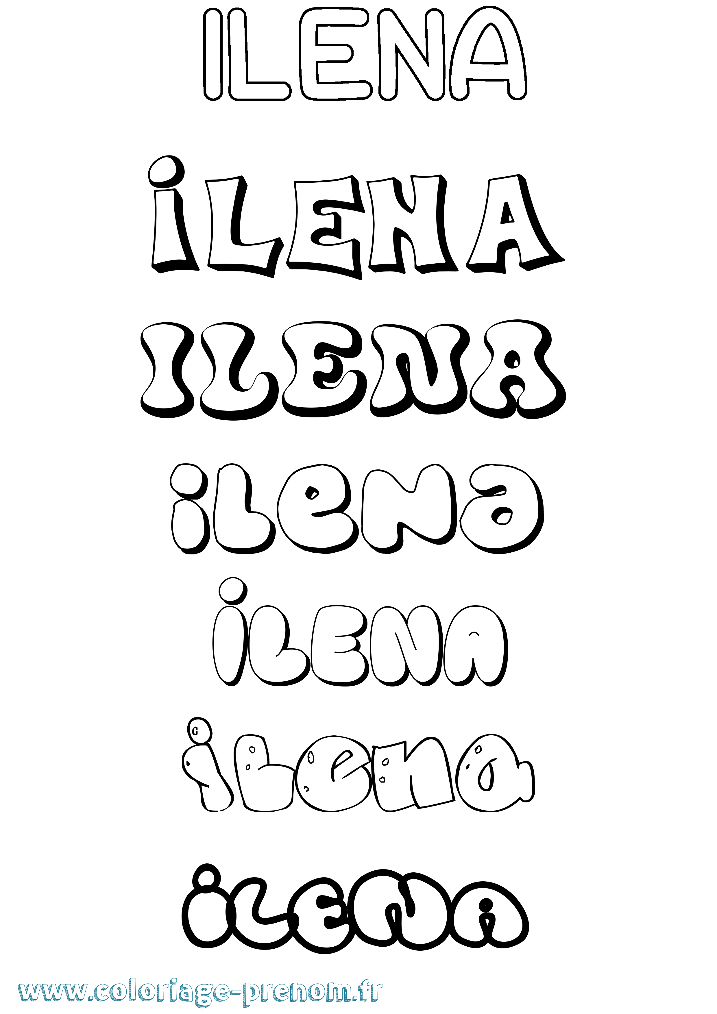 Coloriage Ilena Bubble Coloriage prénom Ilena Bubble