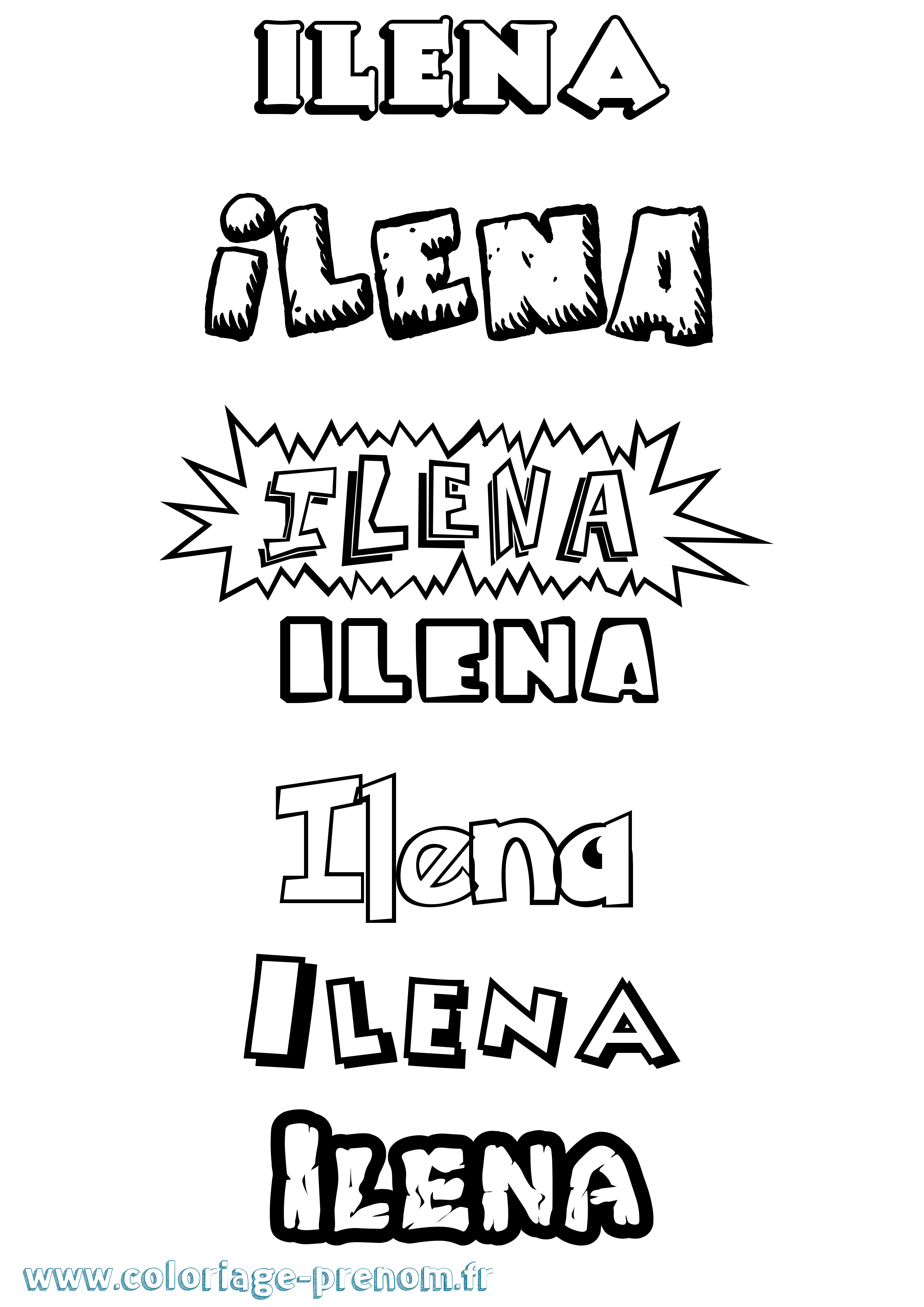 Coloriage Ilena Dessin Animé Coloriage prénom Ilena Dessin Animé