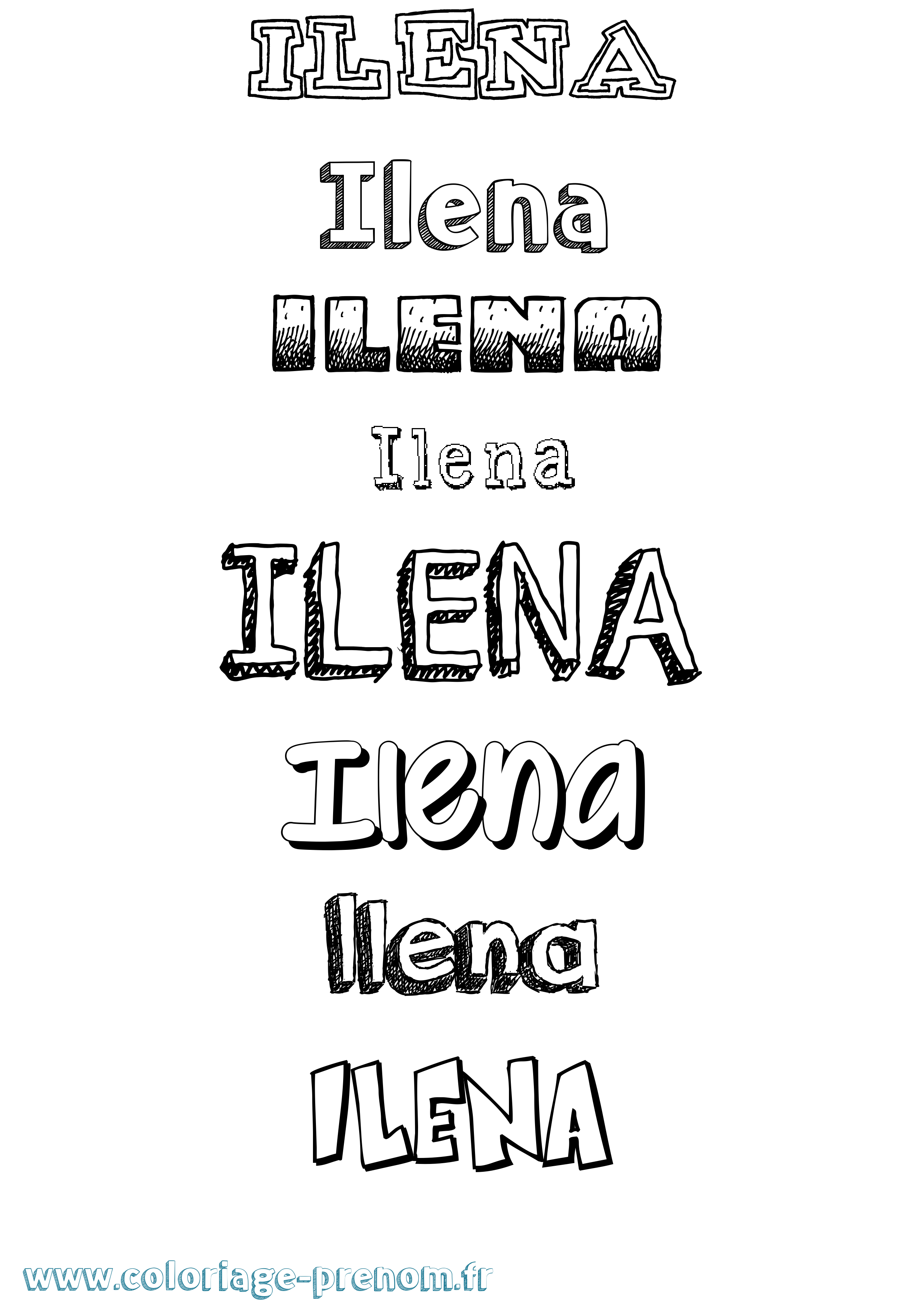 Coloriage Ilena Dessiné Coloriage prénom Ilena Dessiné