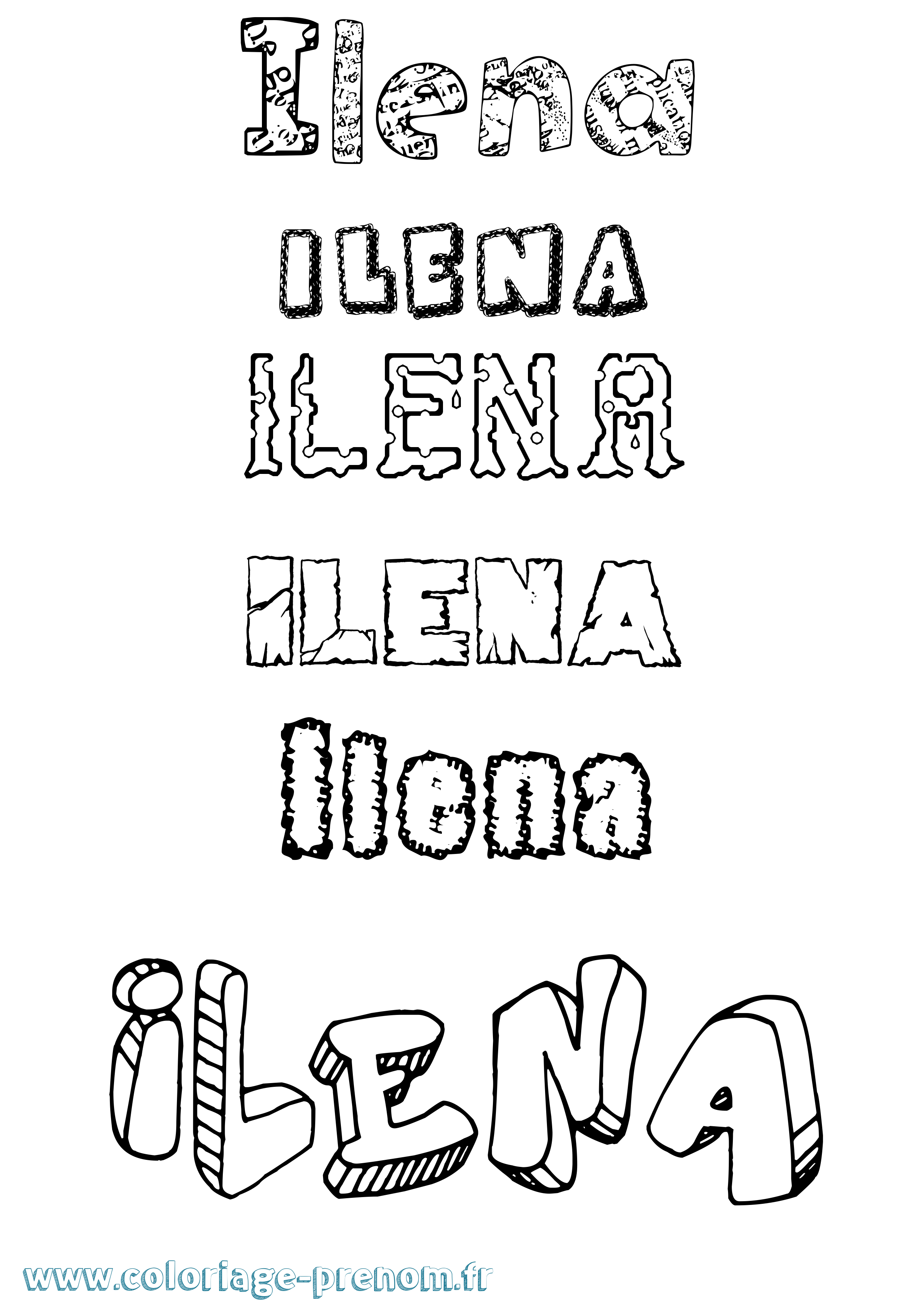 Coloriage Ilena Destructuré Coloriage prénom Ilena Destructuré
