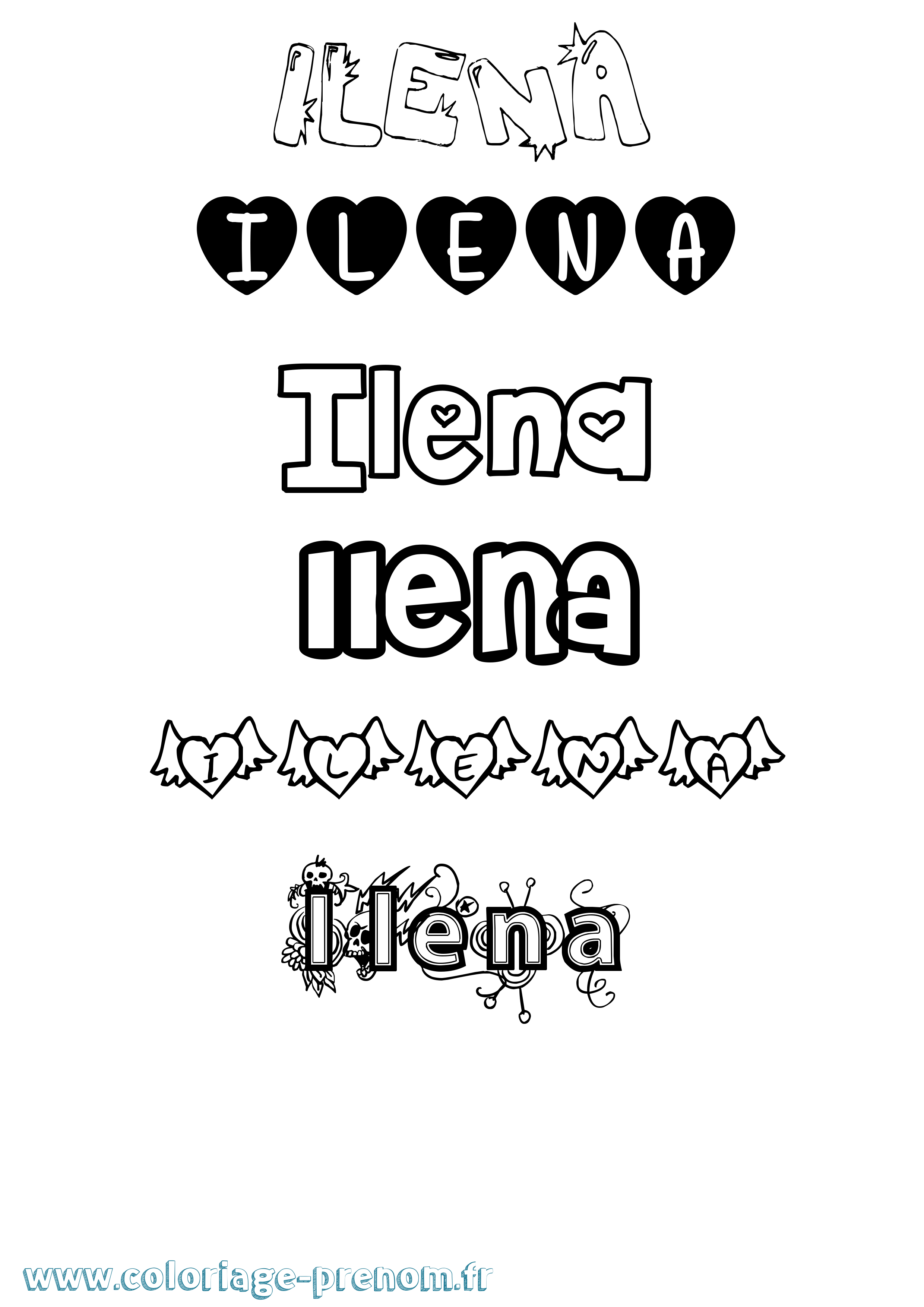 Coloriage Ilena Girly Coloriage prénom Ilena Girly